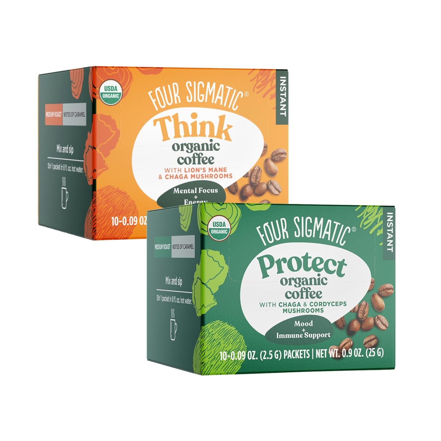2-Pack Four Sigmatic Mushroom Coffee Mix with Lion's Mane, Chaga, and Cordyceps