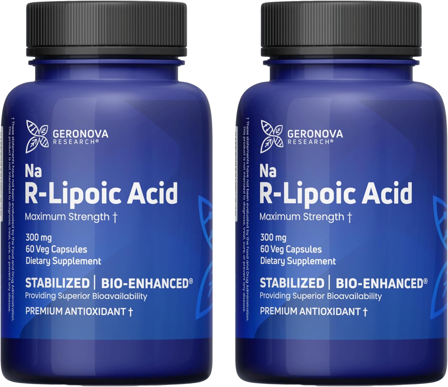 2-Pack Geronova Research R-Lipoic Acid 300mg Capsules - Enhanced Bioavailability for Metabolic Support & Healthy Aging - Gluten Free & Non-GMO