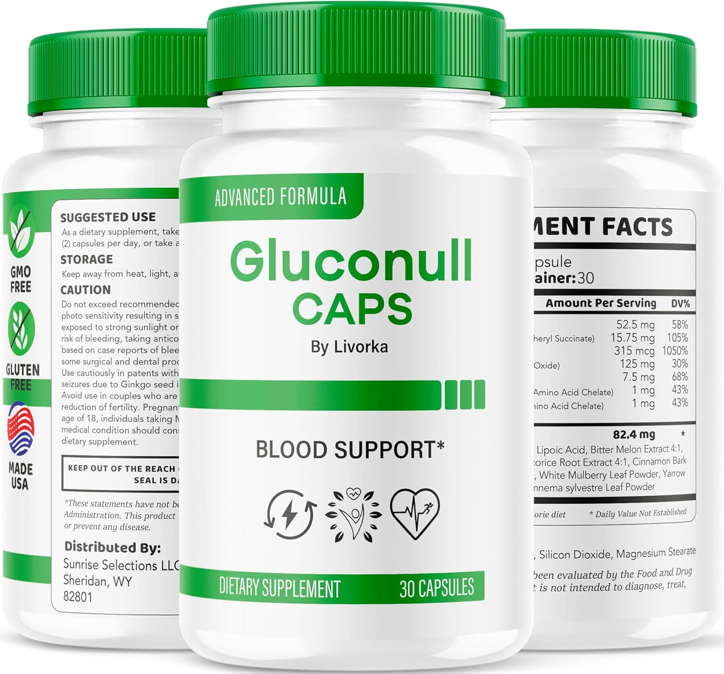 2 Pack Gluconull Caps - Advanced Blood Sugar Support Formula for Healthy Balance - 60 Capsules (2 Month Supply)