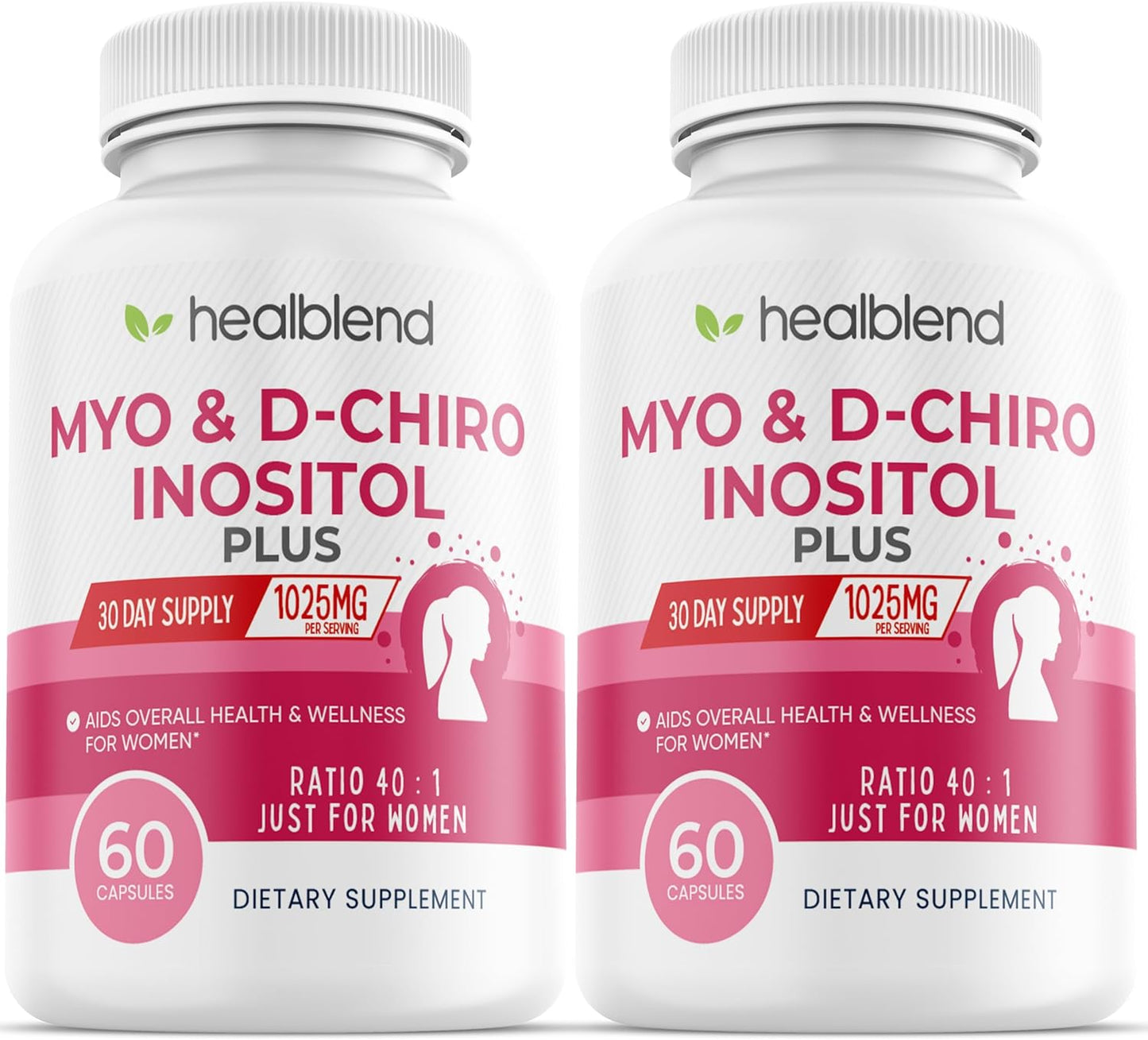 2 Pack Healblend Myo & D-Chiro Inositol Supplement for Women's Hormonal Balance, Ovulation, Wellness, Fertility & Pregnancy