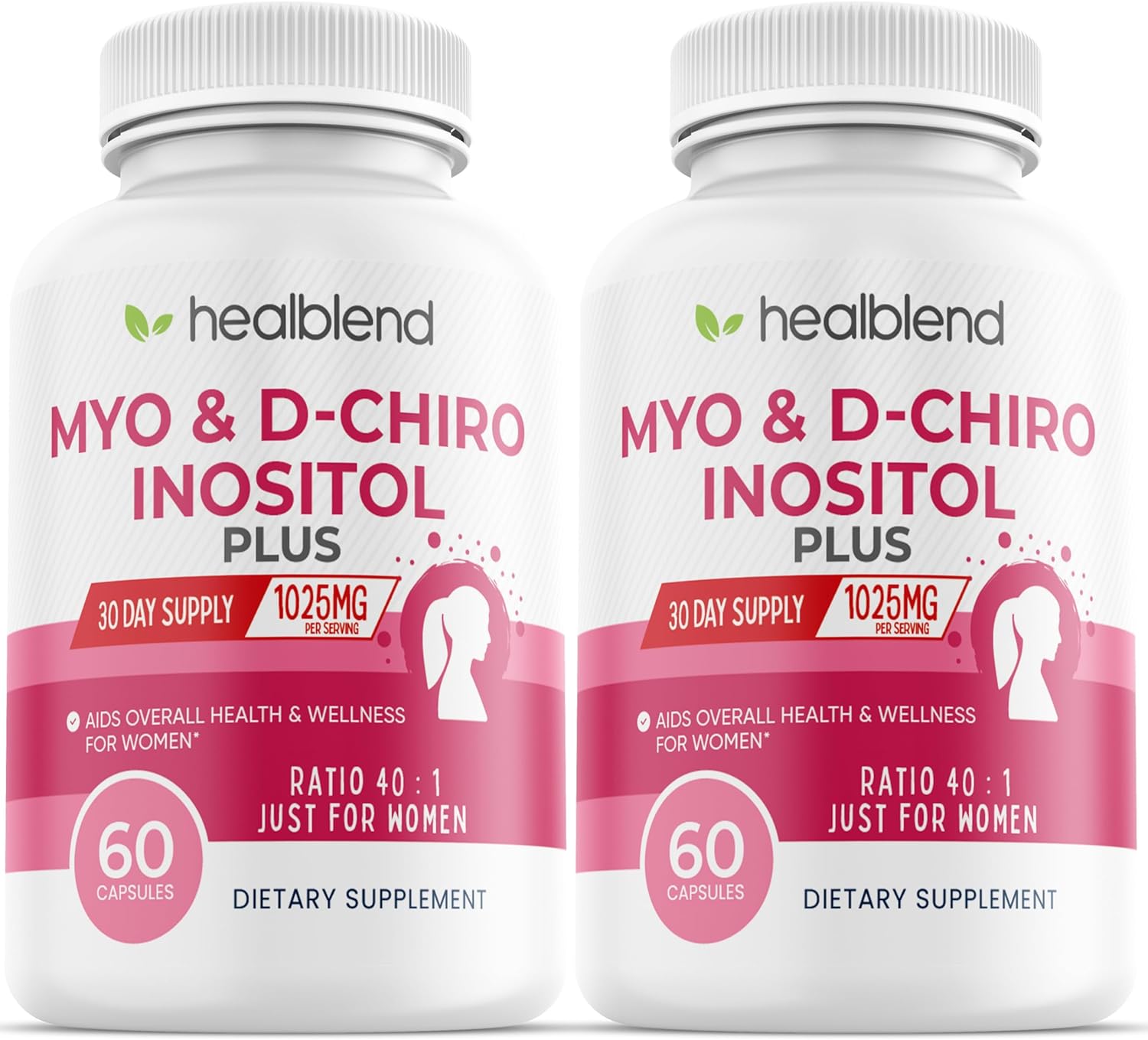 2 Pack Healblend Myo & D-Chiro Inositol Supplement for Women's Hormonal Balance, Ovulation, Wellness, Fertility & Pregnancy