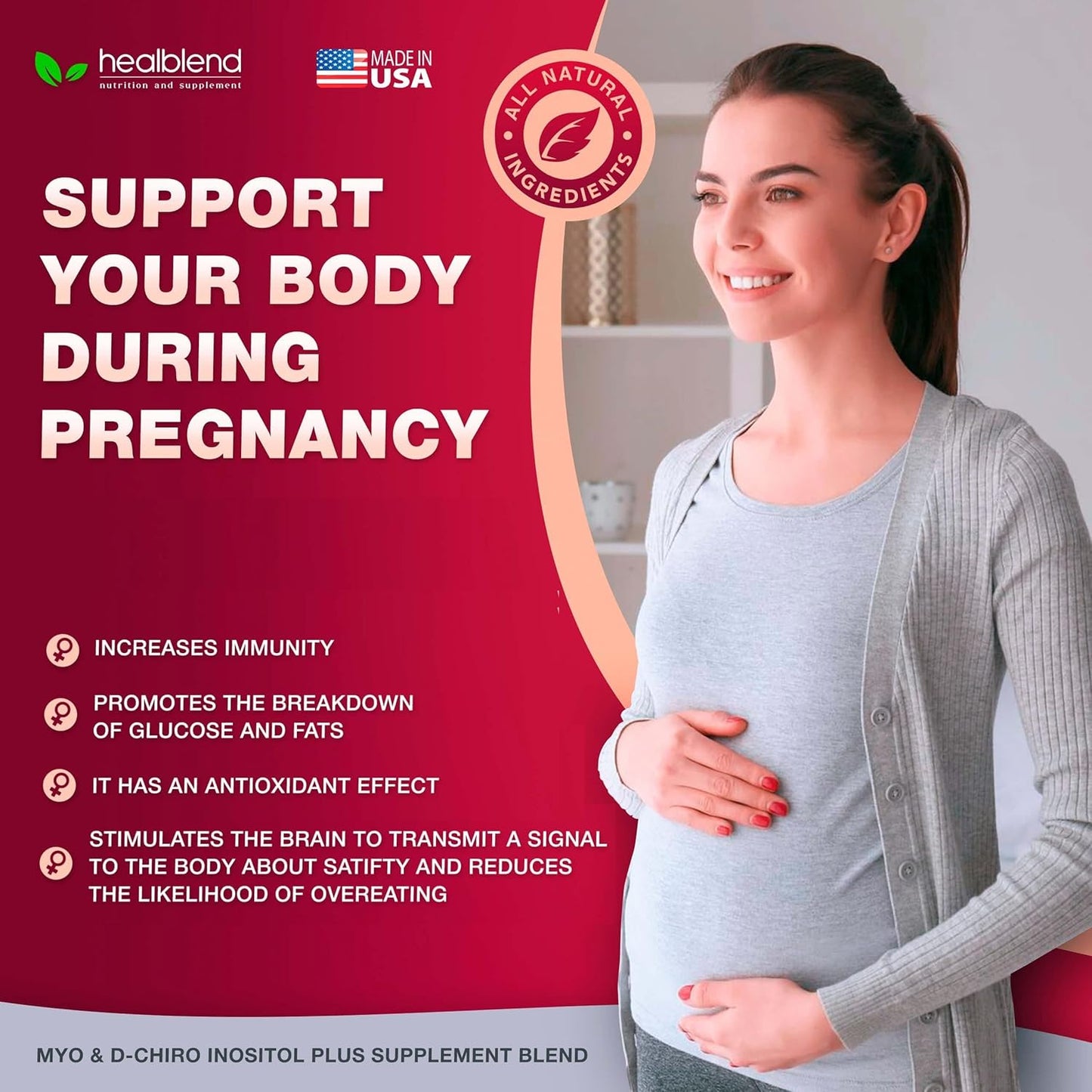 2 Pack Healblend Myo & D-Chiro Inositol Supplement for Women's Hormonal Balance, Ovulation, Wellness, Fertility & Pregnancy