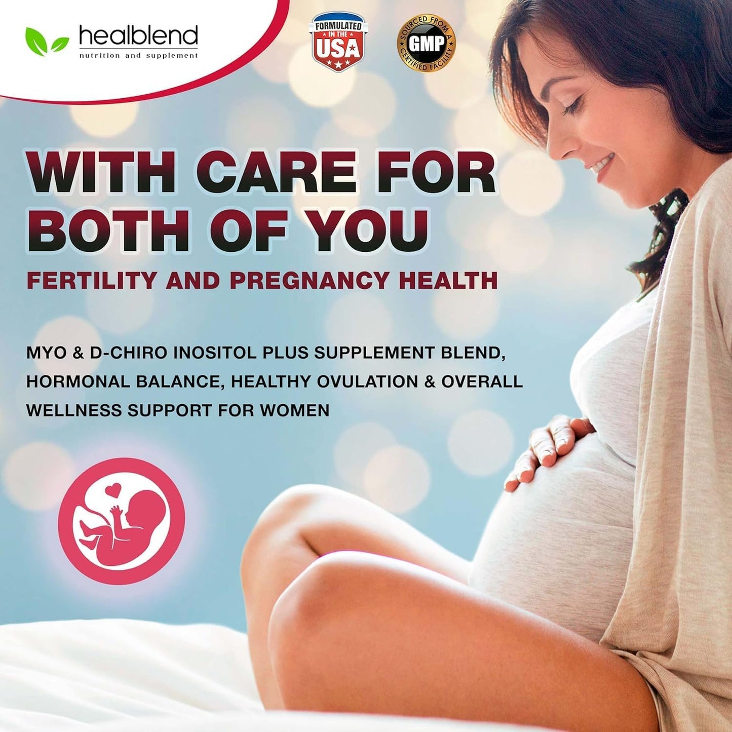 2 Pack Healblend Myo & D-Chiro Inositol Supplement for Women's Hormonal Balance, Ovulation, Wellness, Fertility & Pregnancy
