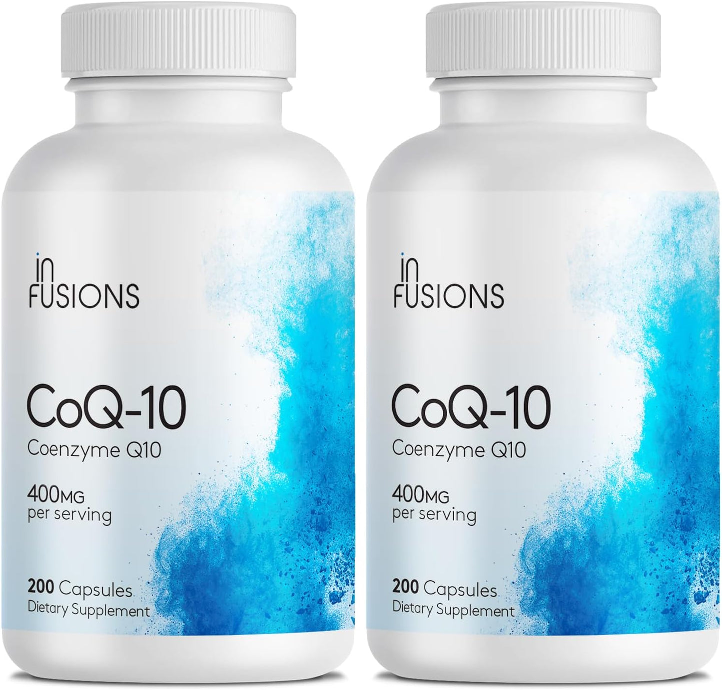 2 Pack Infusions International Pure Extra Strength CoQ10 400mg Capsules - High Absorption, Gluten Free, Non-GMO