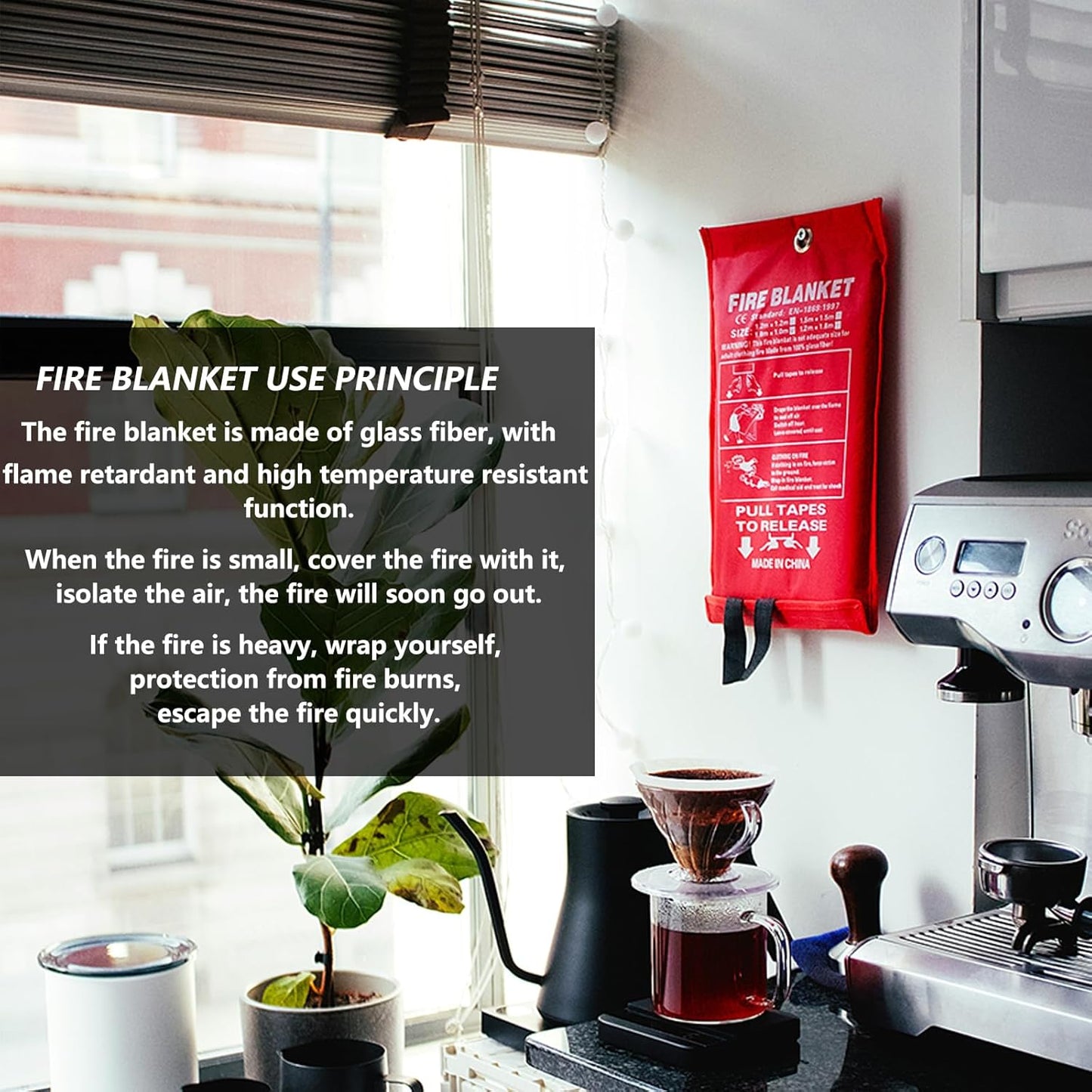 2 Pack JSE Emergency Fire Blanket 40" X 40" - Thickened Fiberglass, Flame Retardant for Kitchen and Home Safety