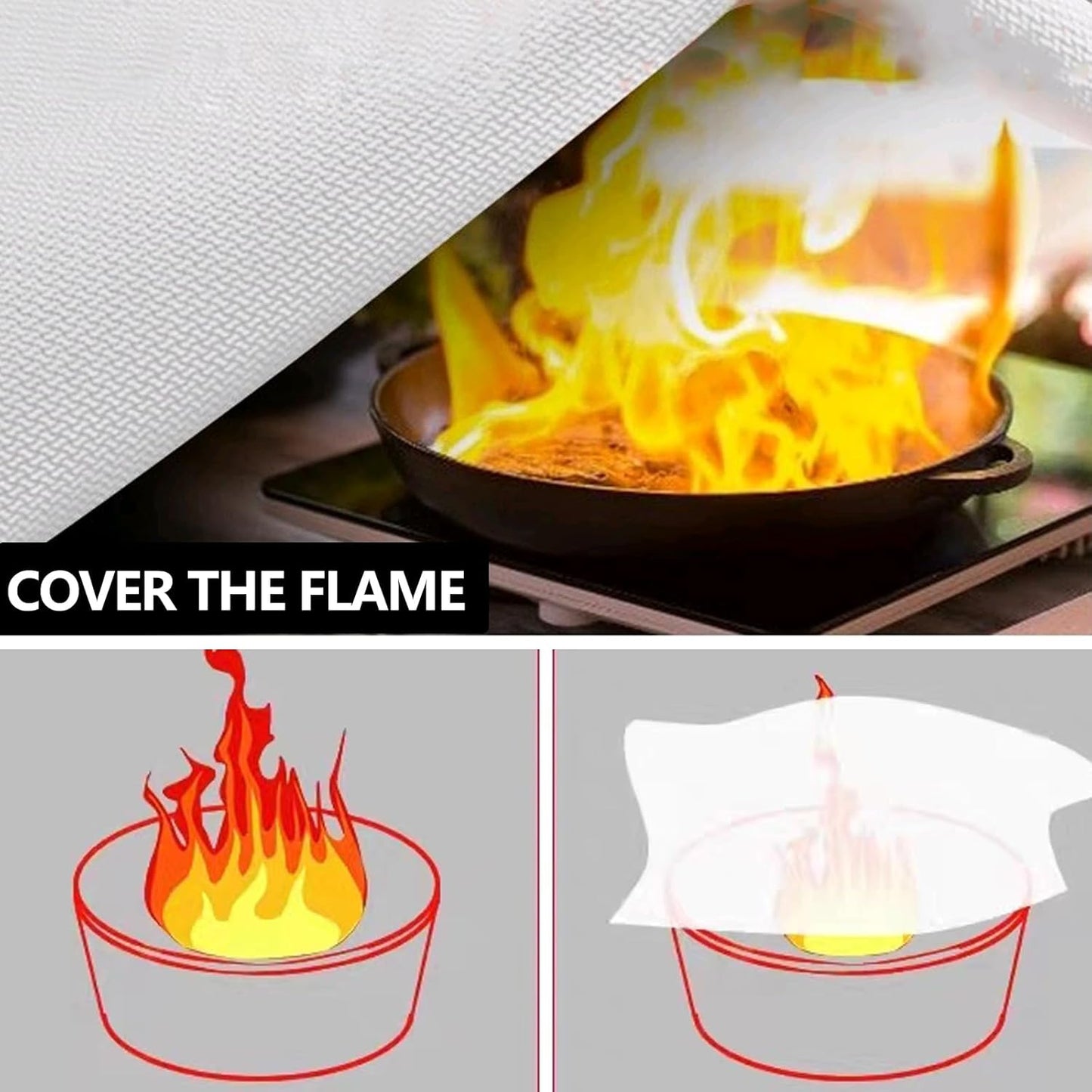 2 Pack JSE Emergency Fire Blanket 40" X 40" - Thickened Fiberglass, Flame Retardant for Kitchen and Home Safety