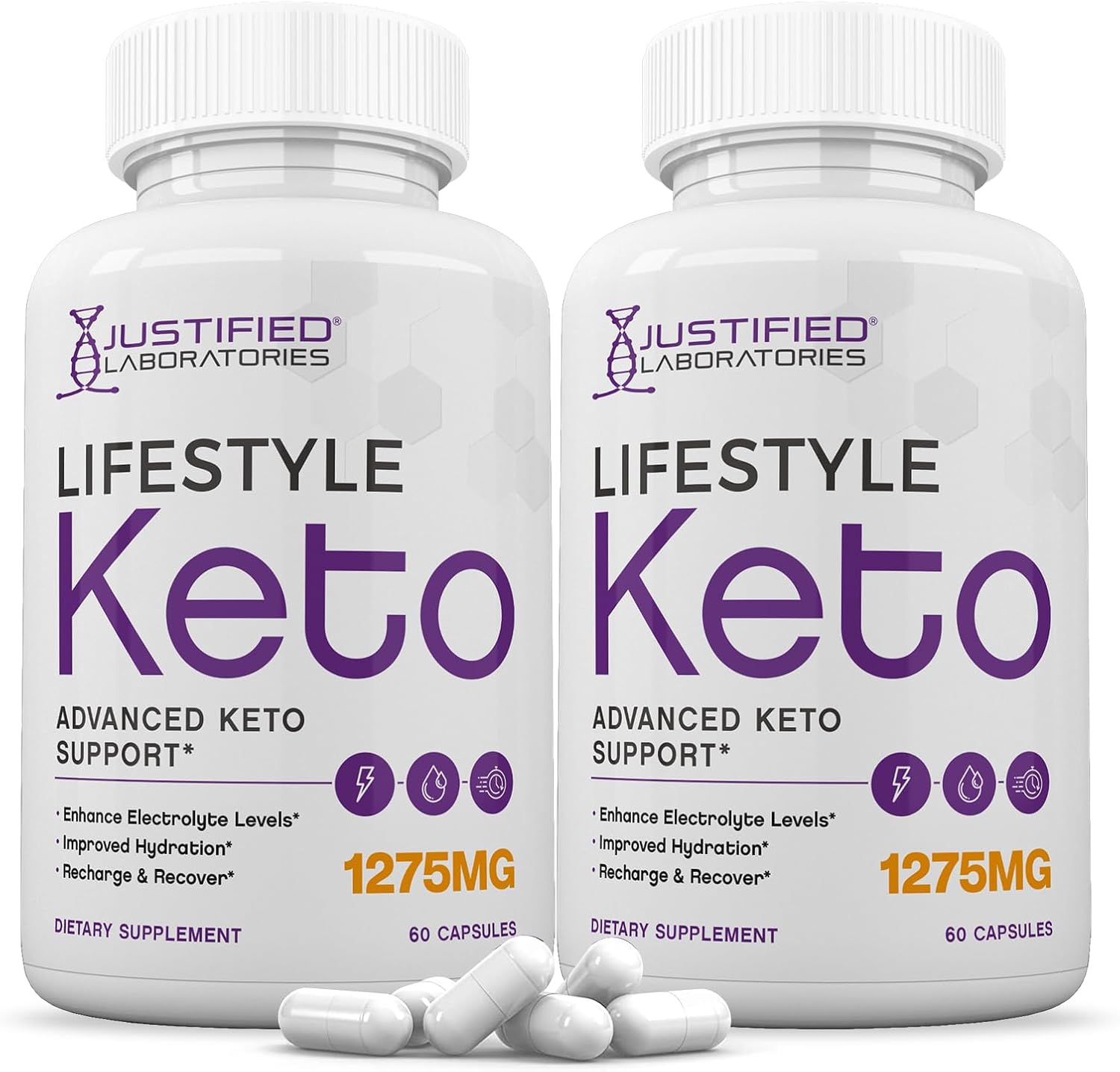 (2 Pack) Justified Laboratories Keto Pills 1275MG with Apple Cider Vinegar & Green Tea - 120 Capsules