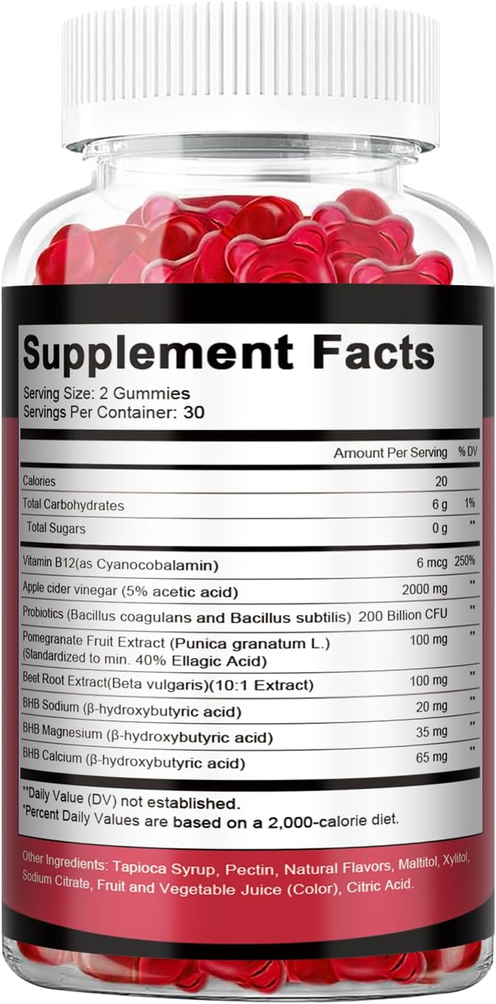2 Pack Keto ACV Gummies - 4000mg Apple Cider Vinegar with Probiotics, B12 - Sugar-Free Keto Supplements for Women & Men - 120 Gummies