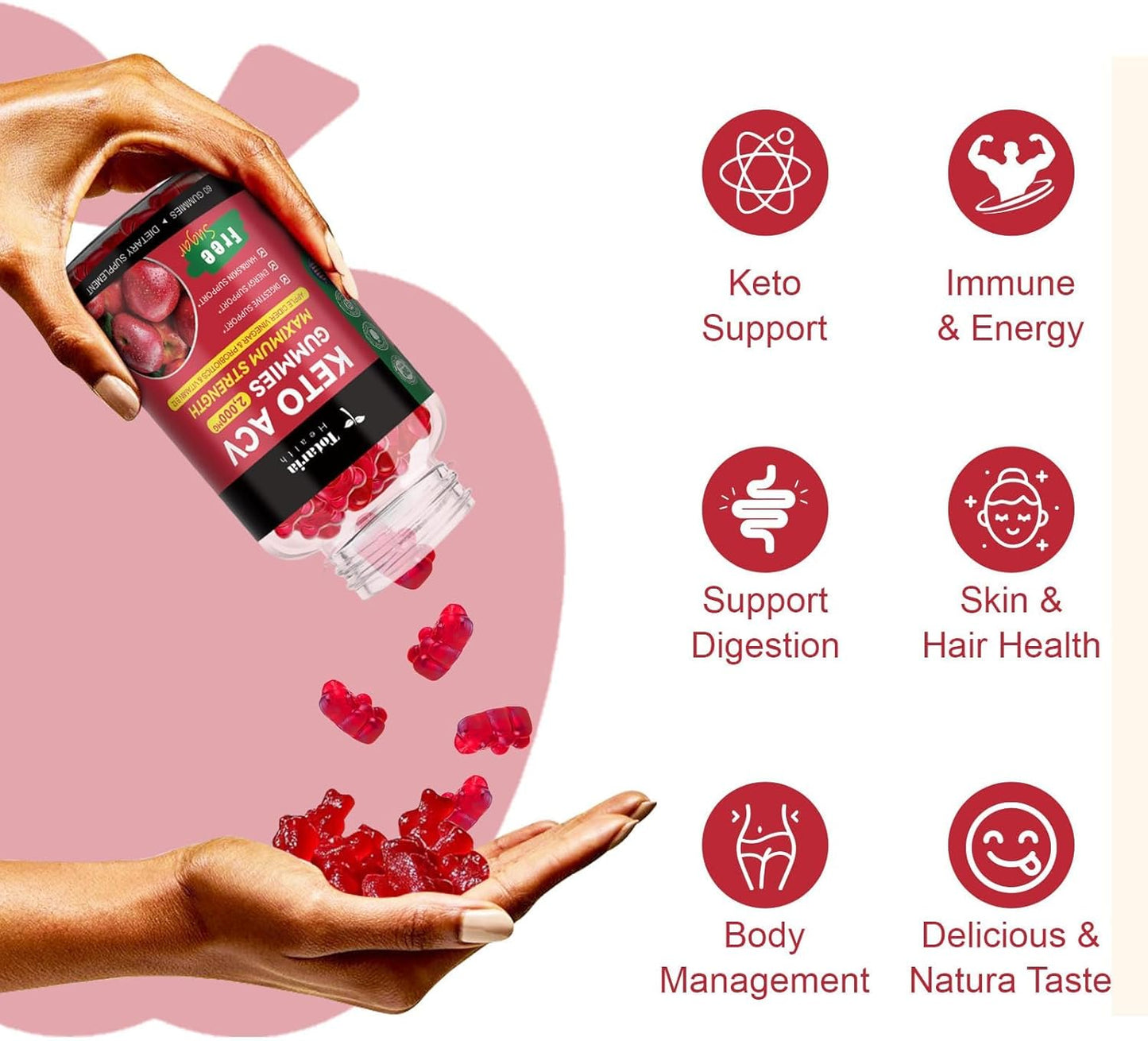 2 Pack Keto ACV Gummies - 4000mg Apple Cider Vinegar with Probiotics, B12 - Sugar-Free Keto Supplements for Women & Men - 120 Gummies