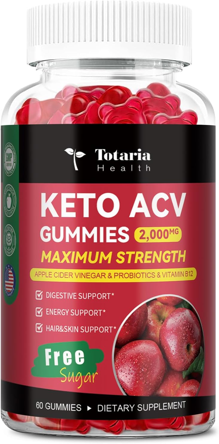 2 Pack Keto ACV Gummies - 4000mg Apple Cider Vinegar with Probiotics, B12 - Sugar-Free Keto Supplements for Women & Men - 120 Gummies