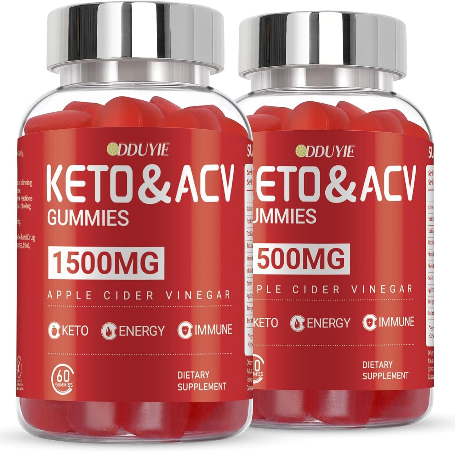 2 Pack Keto Apple Cider Vinegar Gummies with Vitamin B6 & B12 - 60 Vegan Gummies for Energy - Apple Flavor - ACV Supplement for Women and Men