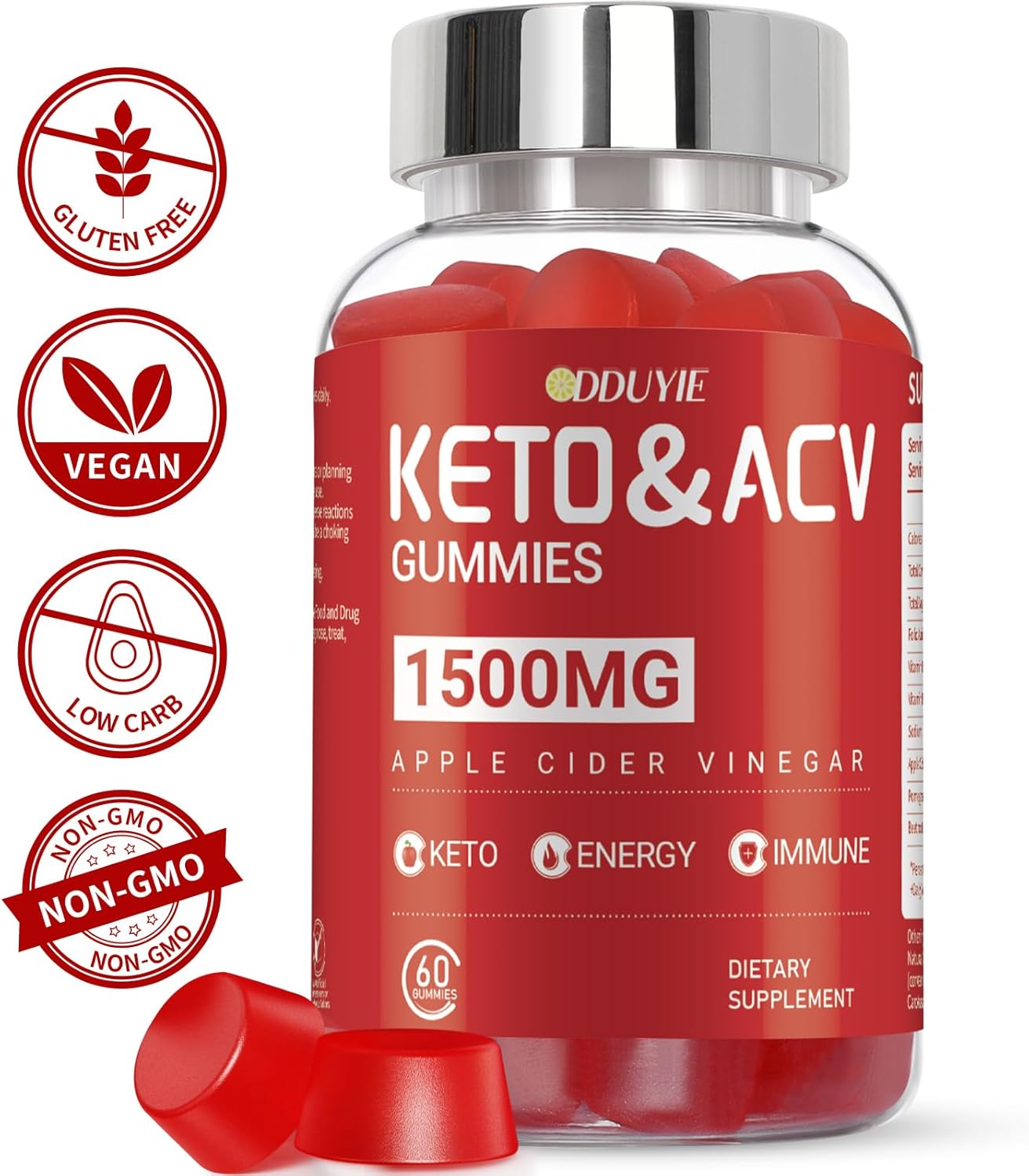 2 Pack Keto Apple Cider Vinegar Gummies with Vitamin B6 & B12 - 60 Vegan Gummies for Energy - Apple Flavor - ACV Supplement for Women and Men