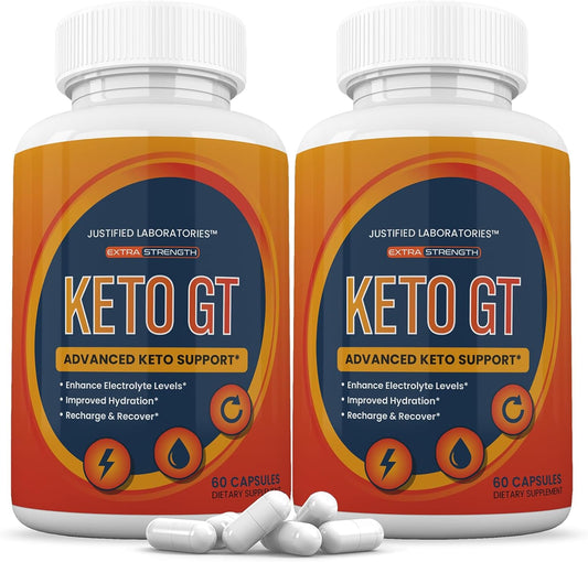 2 Pack Keto GT Keto Pills 1275MG with Apple Cider Vinegar and Green Tea - 120 Capsules