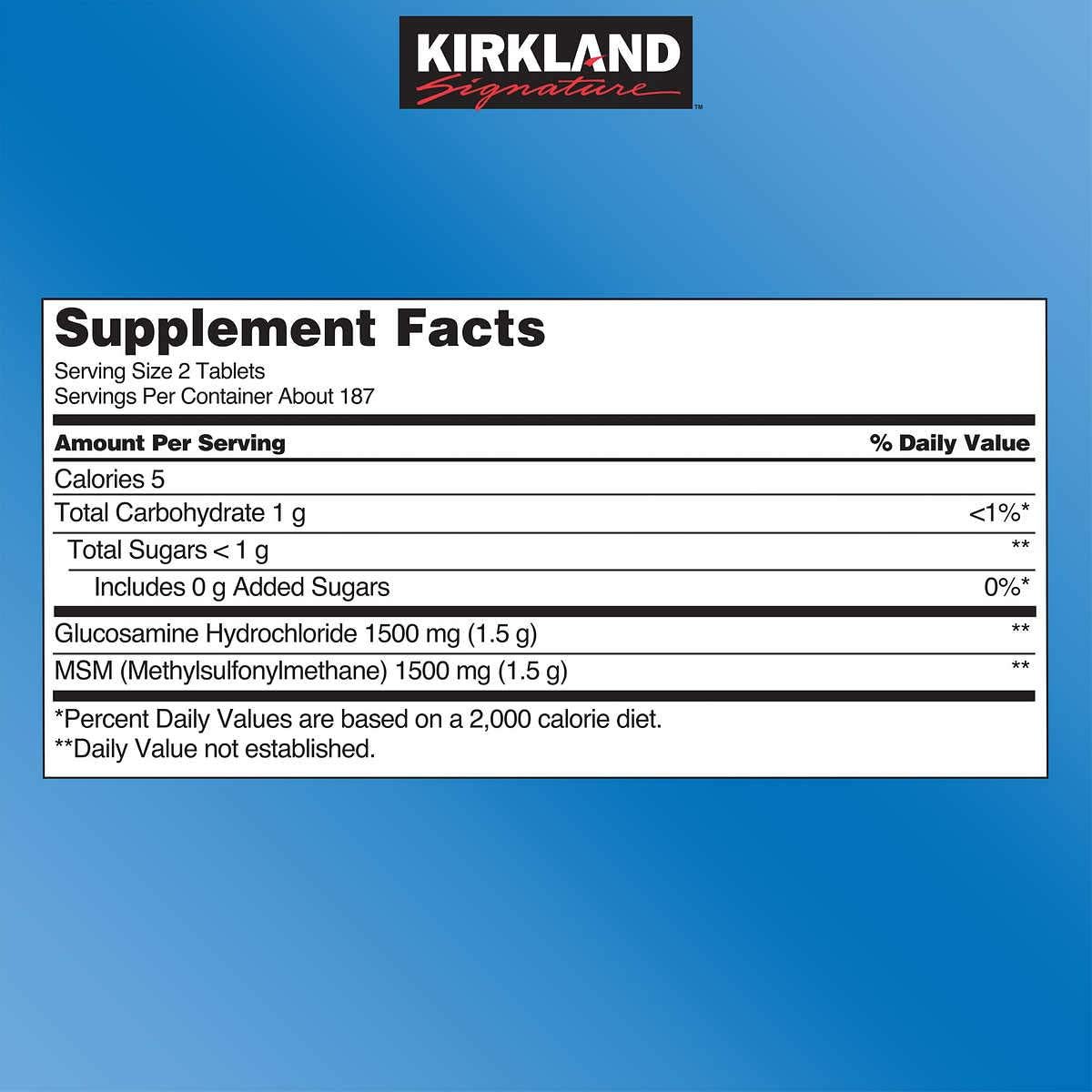 2-Pack Kirkland Signature Glucosamine with MSM Tablets - 750 Tablets Total
