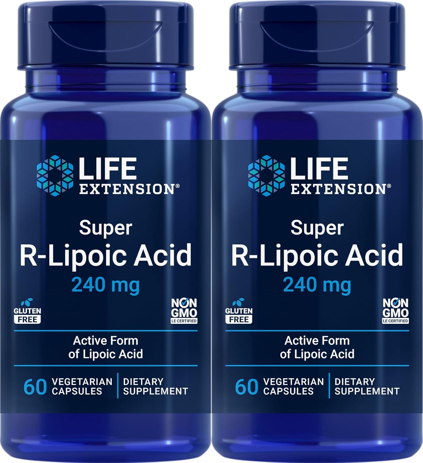 2 Pack Life Extension Super R-Lipoic Acid 240 mg, 60 Capsules, Vegetarian Formula