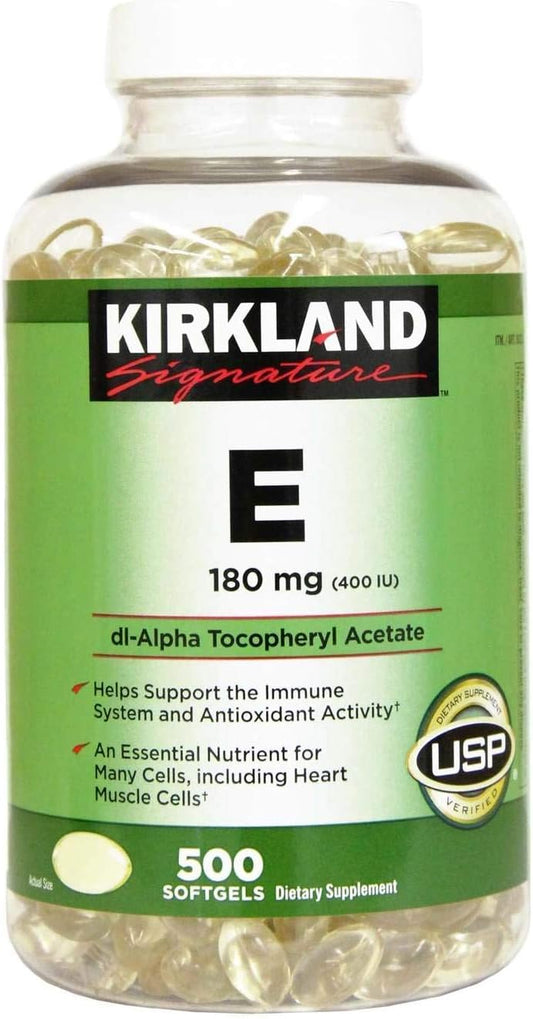 2-Pack LIJA Kirkland Signature Vitamin E Softgels 180mg, 500 Count