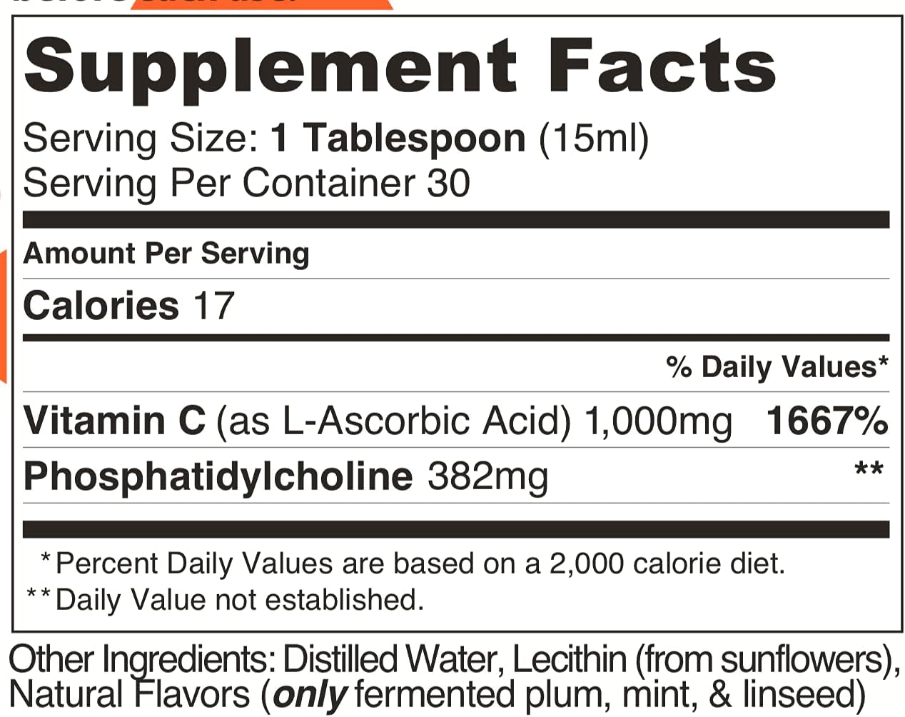 2-Pack Lipo Naturals Liposomal Vitamin C 1000mg Liquid - Immunity & Energy Support - Vegan, China-Free Formula - 15oz / 443ml each