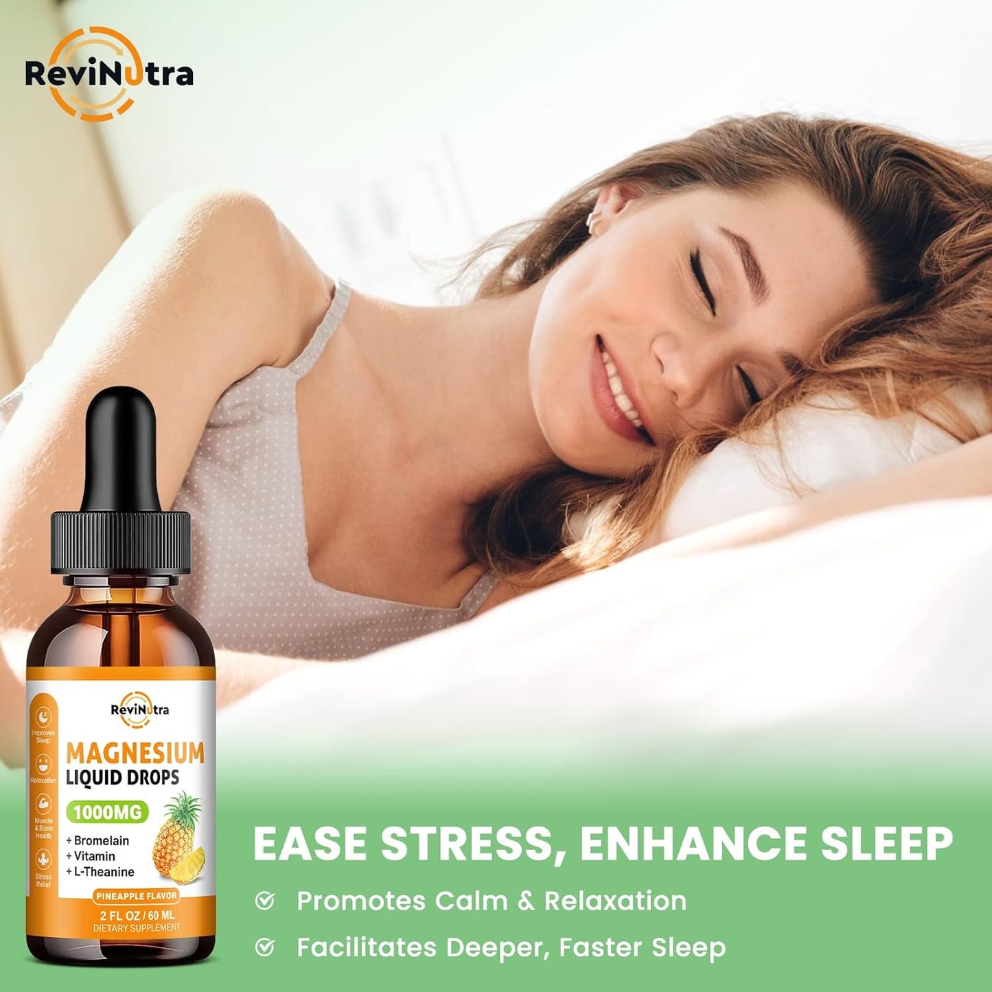 2 Pack Liquid Magnesium Complex Drops with Pineapple & Grape Flavor by ReviNutra