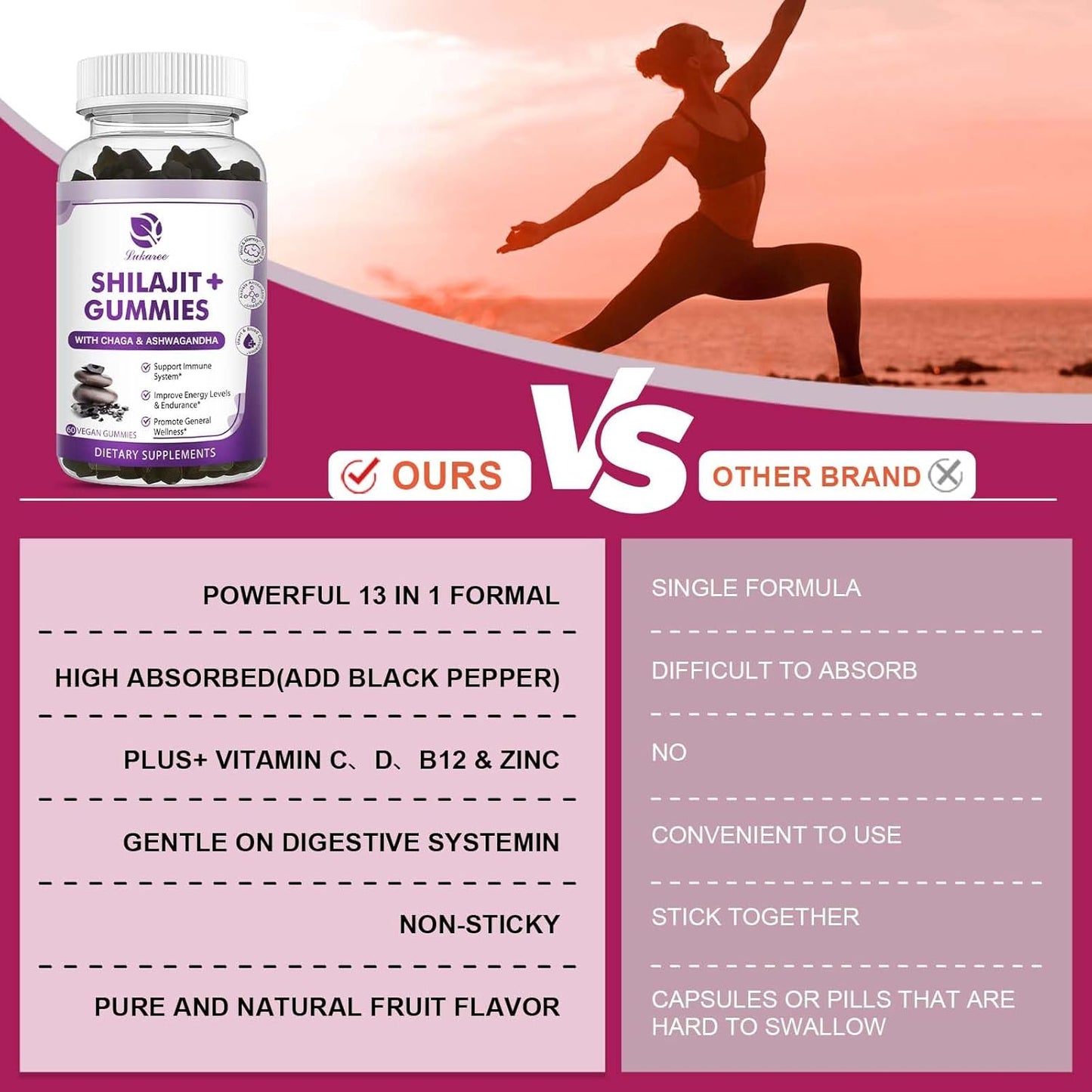 2-Pack Lukaree Shilajit Gummies with Ashwagandha, Black Seed Oil, Vitamin C, D3, B12, and Zinc - Vegan, Non-GMO, Sugar-Free for Men & Women from Himalayan Shilajit