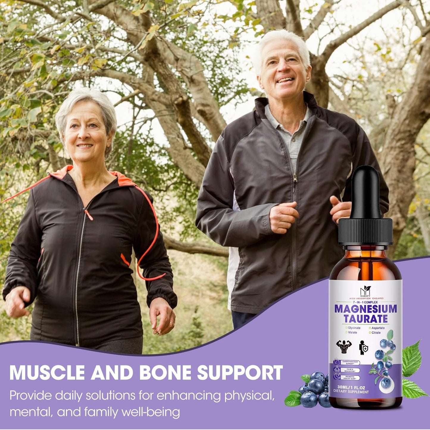 2 Pack MABEFY Liquid Magnesium Complex Supplement for Cardiovascular Health, Sleep, Calmness, and Muscle Cramp Relief