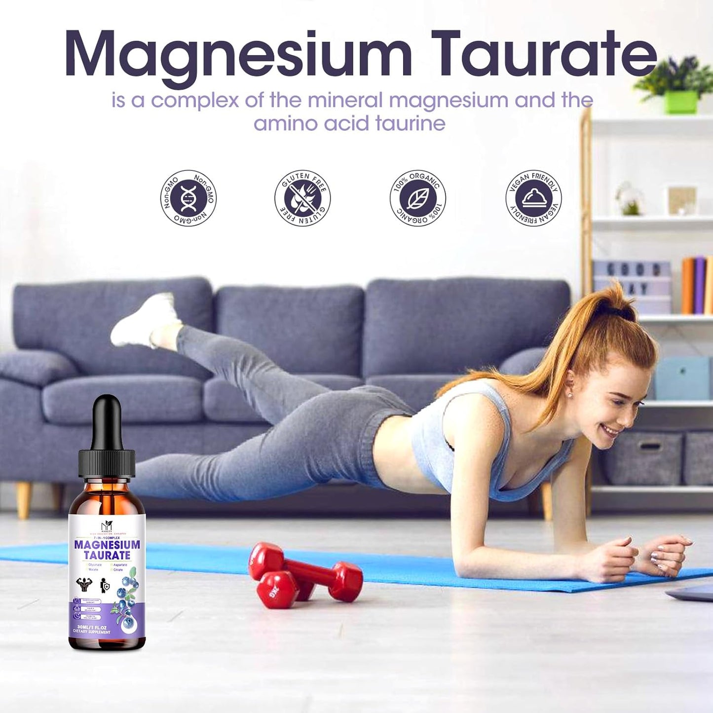 2 Pack MABEFY Liquid Magnesium Complex Supplement for Cardiovascular Health, Sleep, Calmness, and Muscle Cramp Relief