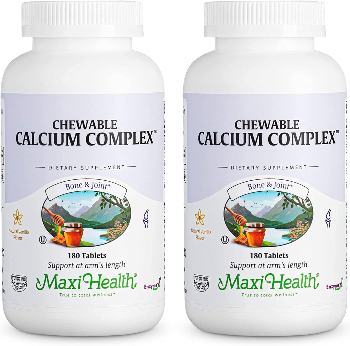 2 Pack Maxi Health Chewable Calcium Complex - 1000mg w/Vitamin D3 & Magnesium - 180 Count Chews for Bone, Teeth, and Joint Support