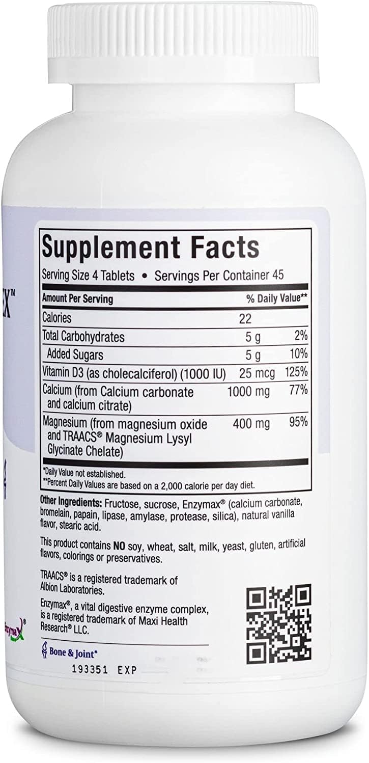 2 Pack Maxi Health Chewable Calcium Complex - 1000mg w/Vitamin D3 & Magnesium - 180 Count Chews for Bone, Teeth, and Joint Support