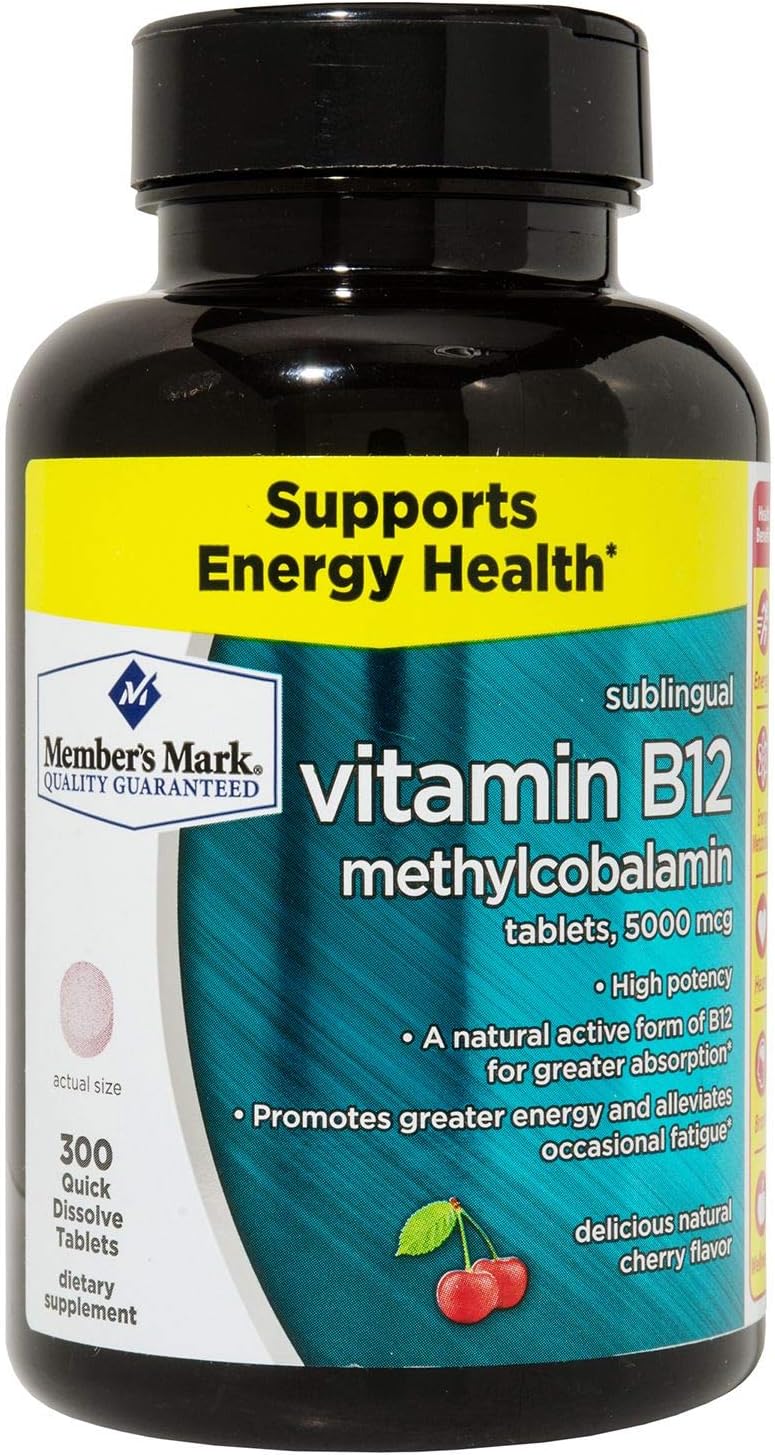 2-Pack Member's Mark Sublingual Vitamin B12 5000mcg (300 Count) - Value Bundle