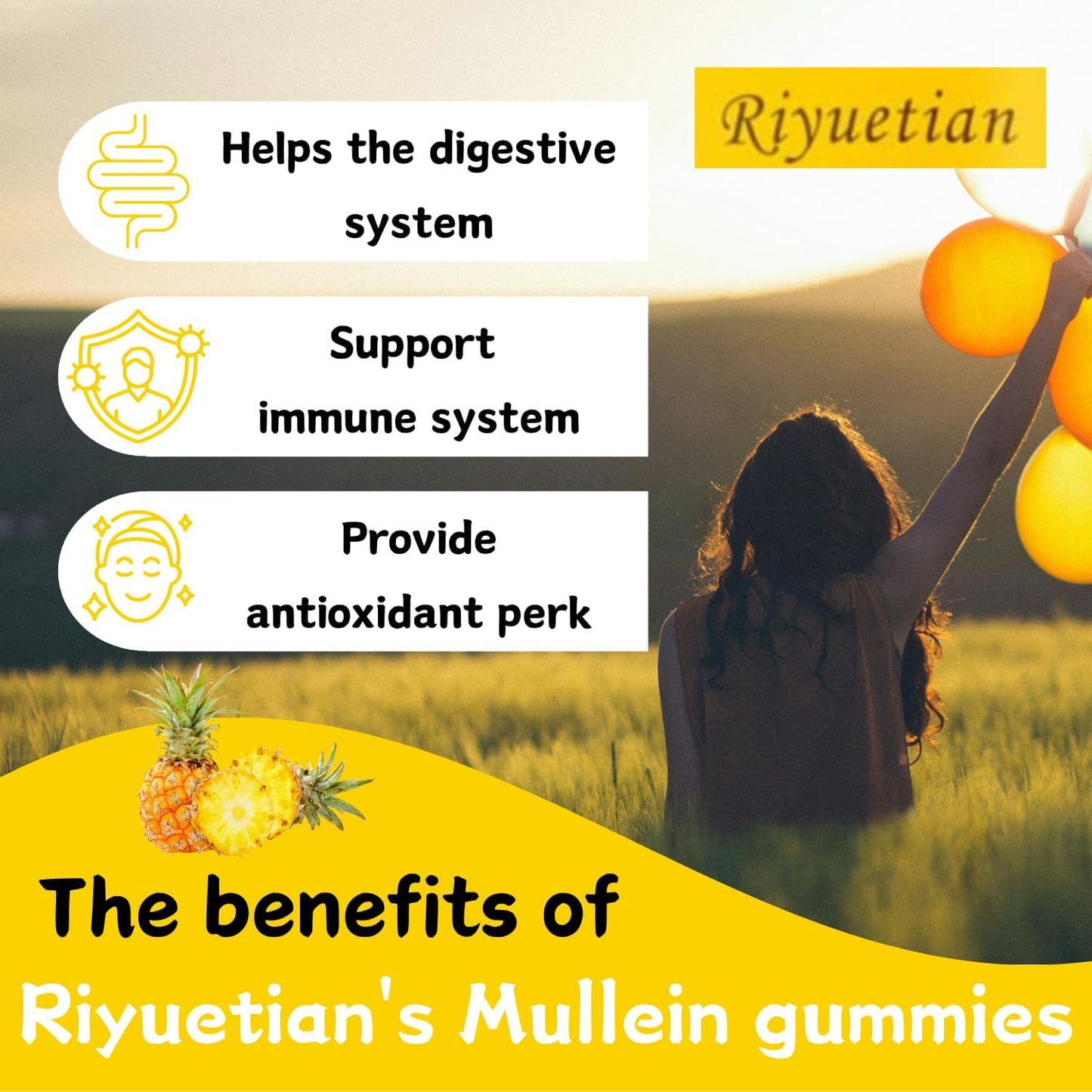 2 Pack Mullein Gummies 2000mg for Respiratory & Digestive Health - Immune Booster for Adults & Kids - Vegan, Non-GMO, 120 Gummies