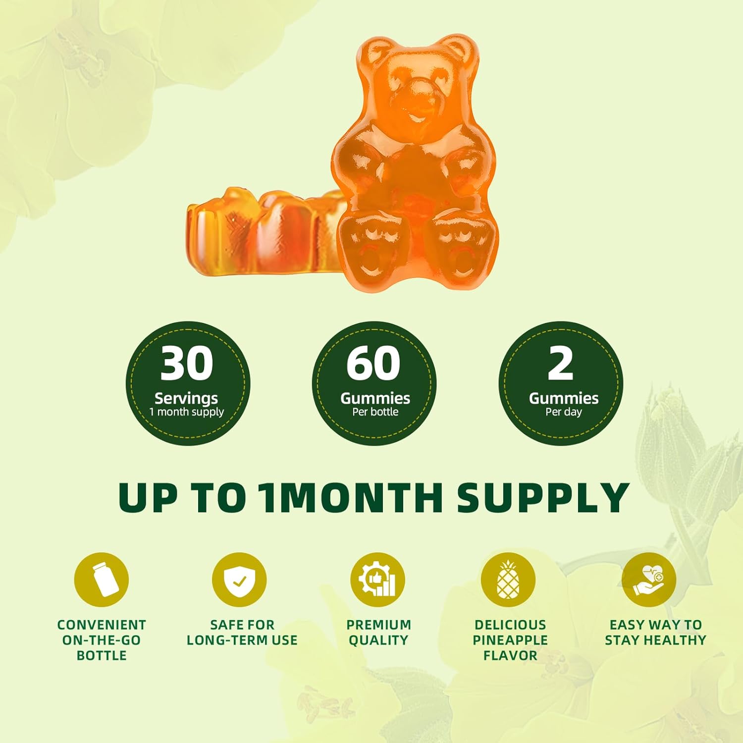 2 Pack Mullein Gummies for Lungs with Quercetin & Elderberry - Respiratory & Immune Support, Lung Cleanse, Detox - Vegan, Pineapple Flavor - 60 Gummies