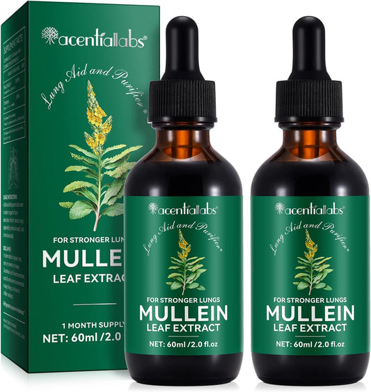 2-Pack Mullein Leaf Extract Drops with Chlorophyll for Lung Support