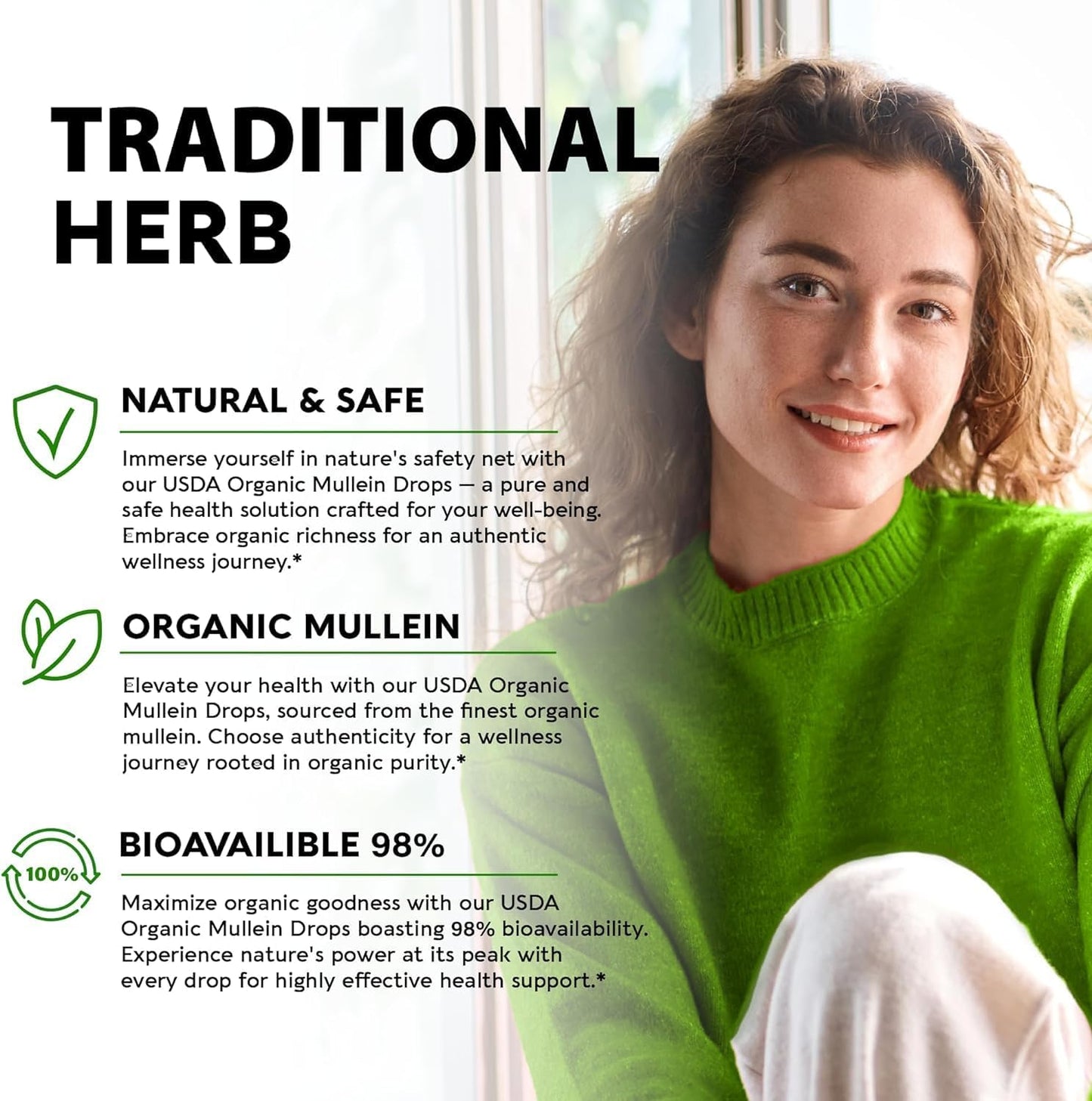 2 Pack Mullein Leaf Extract Tincture Drops for Lung Cleanse & Respiratory Health - Non-GMO, Vegetarian Supplement