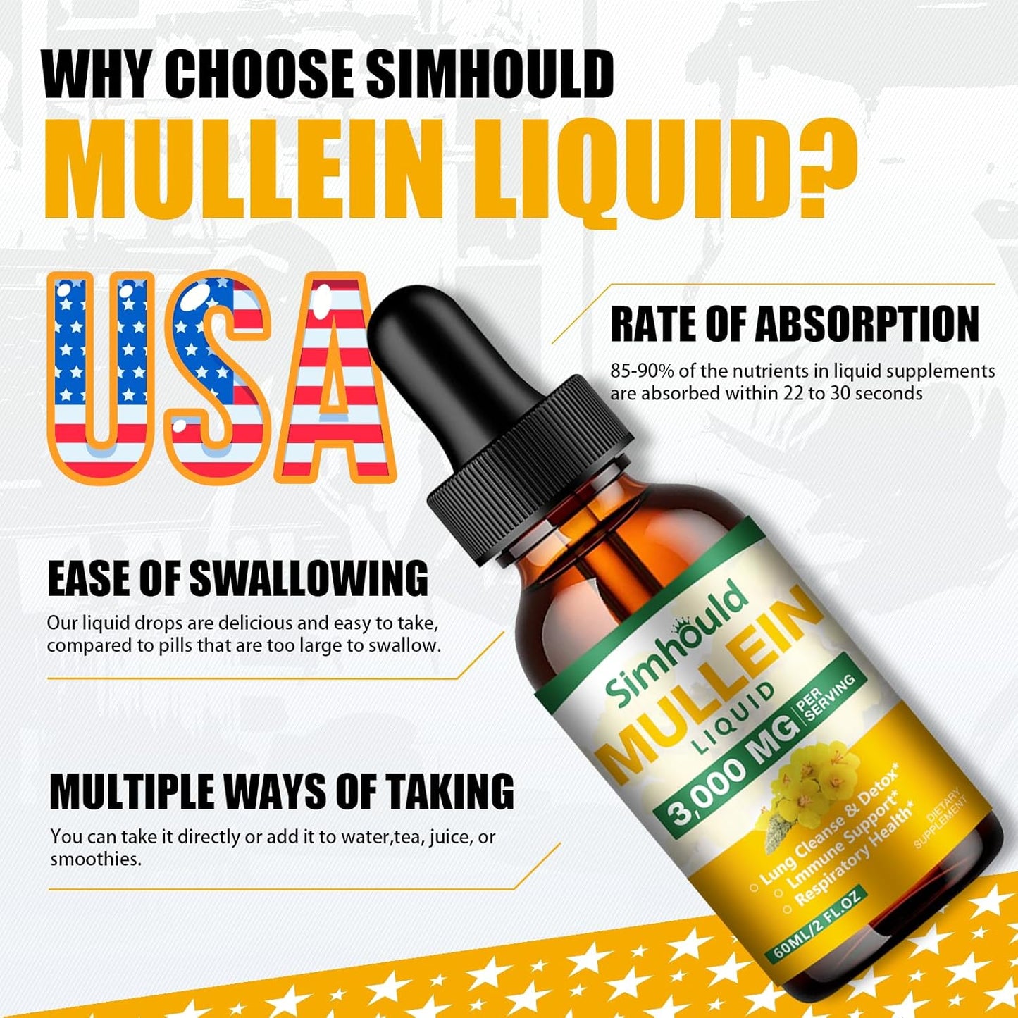 2 Pack Mullein Tincture - 3000mg Organic Mullein Leaf Extract for Lung Health, Respiratory Support, Digestive Health, Immune Boost - 4 oz Vegan Supplement