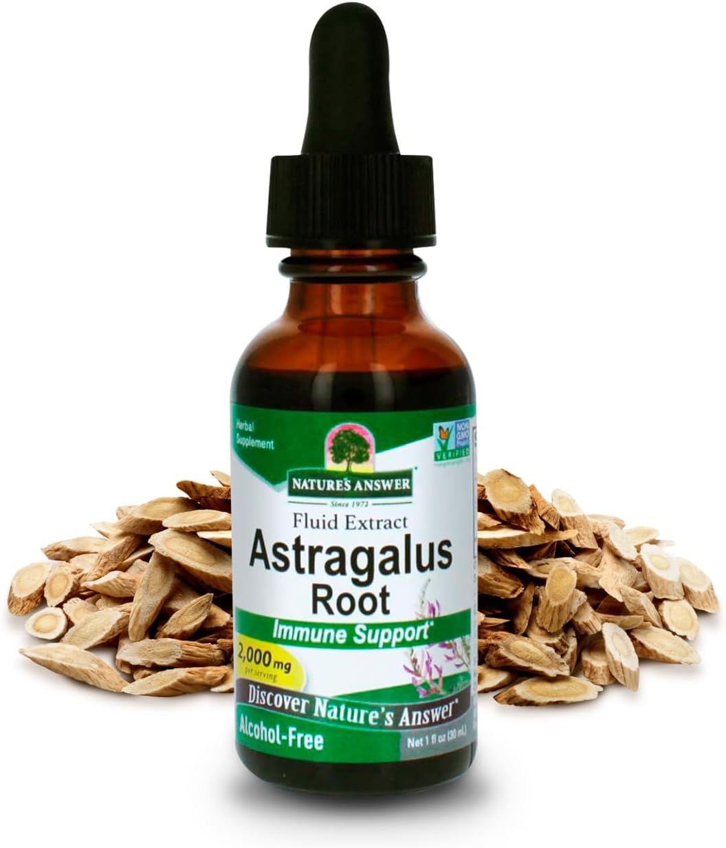 2 Pack Nature's Answer Astragalus Root Herbal Supplement, Alcohol-Free, 1oz - Immune & Cardiovascular Support, Natural Stress Relief