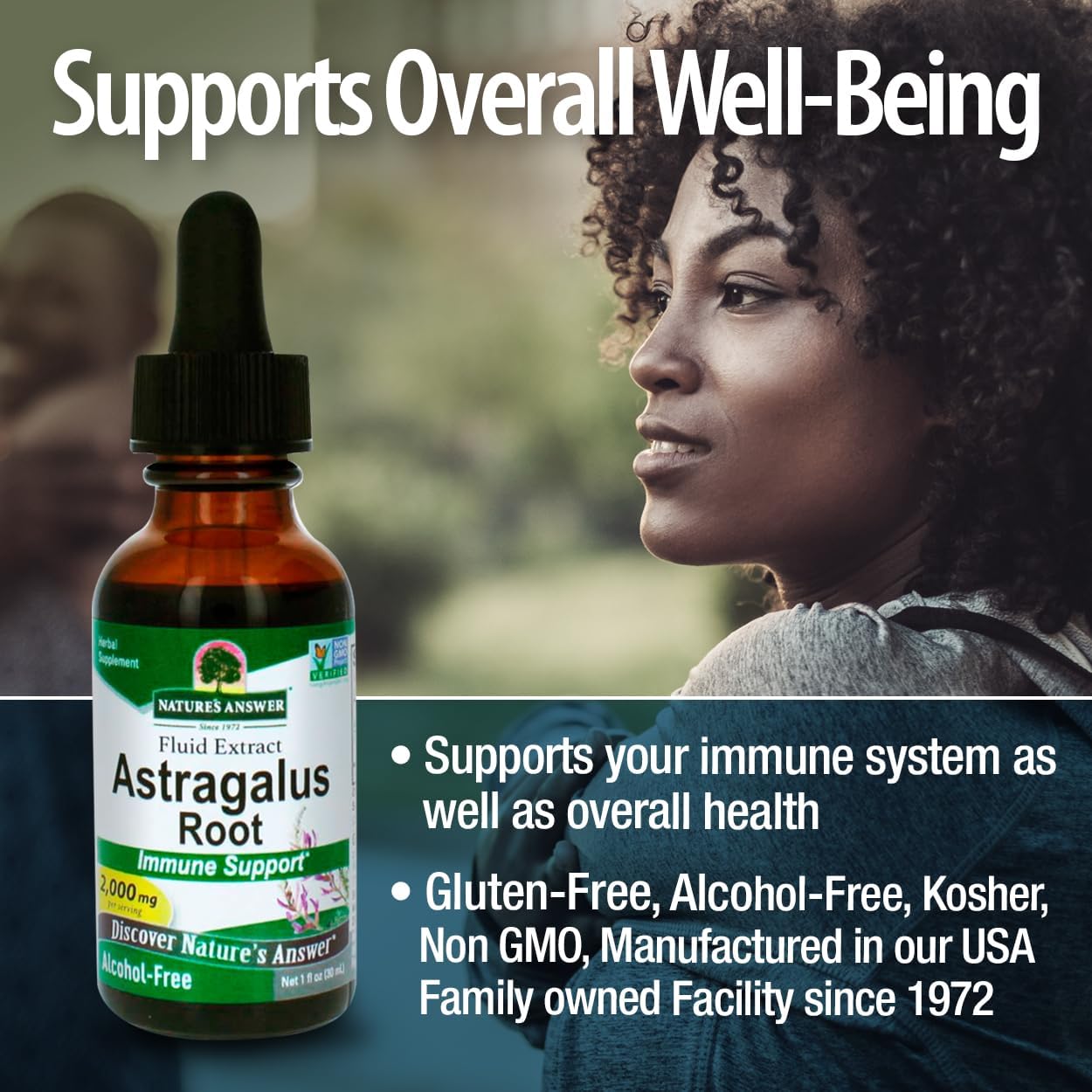 2 Pack Nature's Answer Astragalus Root Herbal Supplement, Alcohol-Free, 1oz - Immune & Cardiovascular Support, Natural Stress Relief