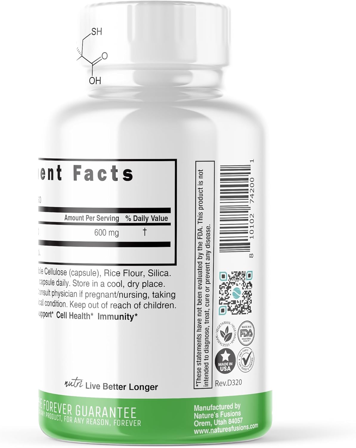 2 Pack Nature's Fusions NAC 600mg Supplement - Anti Aging & Antioxidant Liver/Lung Support - Boost Glutathione - 120 Capsules - BoostGo Australia