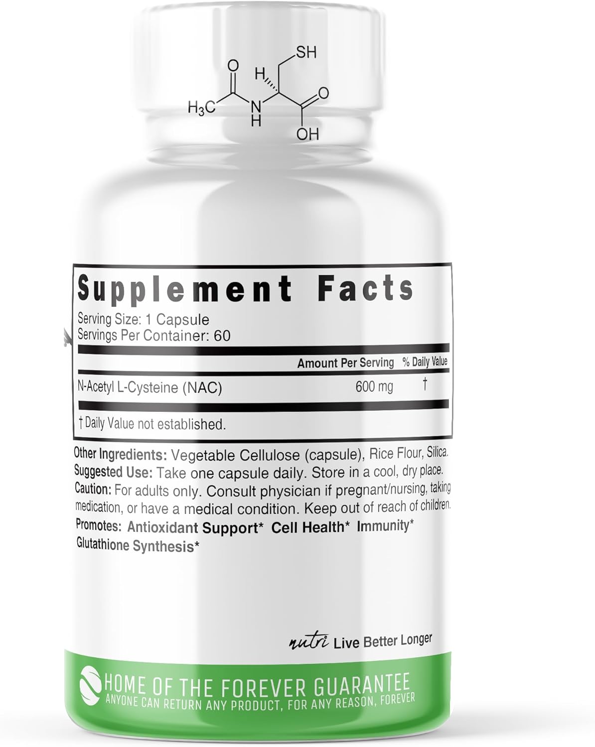2 Pack Nature's Fusions NAC 600mg Supplement - Anti Aging & Antioxidant Liver/Lung Support - Boost Glutathione - 120 Capsules - BoostGo Australia