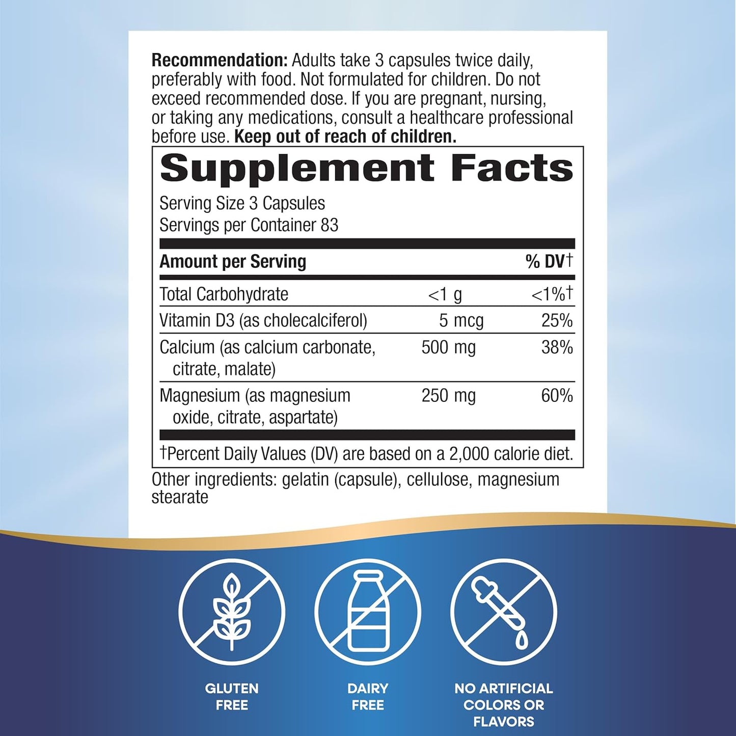 2 Pack Nature's Way Calcium Magnesium & Vitamin D3 Complex Capsules for Healthy Bones, Teeth, and Muscle Function - Gluten Free, 500 Capsules Total