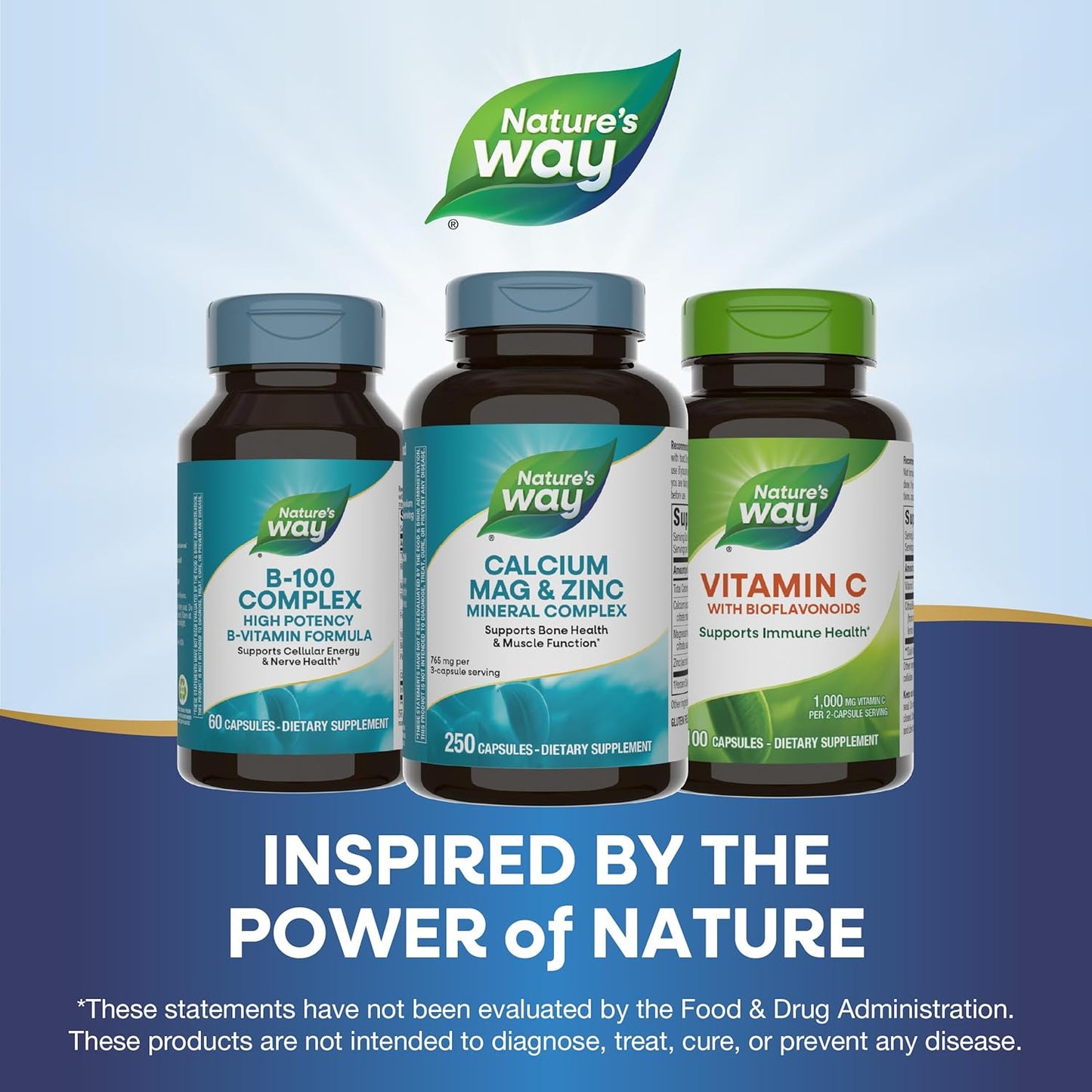 2 Pack Nature's Way Calcium Magnesium Zinc Mineral Complex 250 Capsules - Bone & Muscle Health, Immune Support