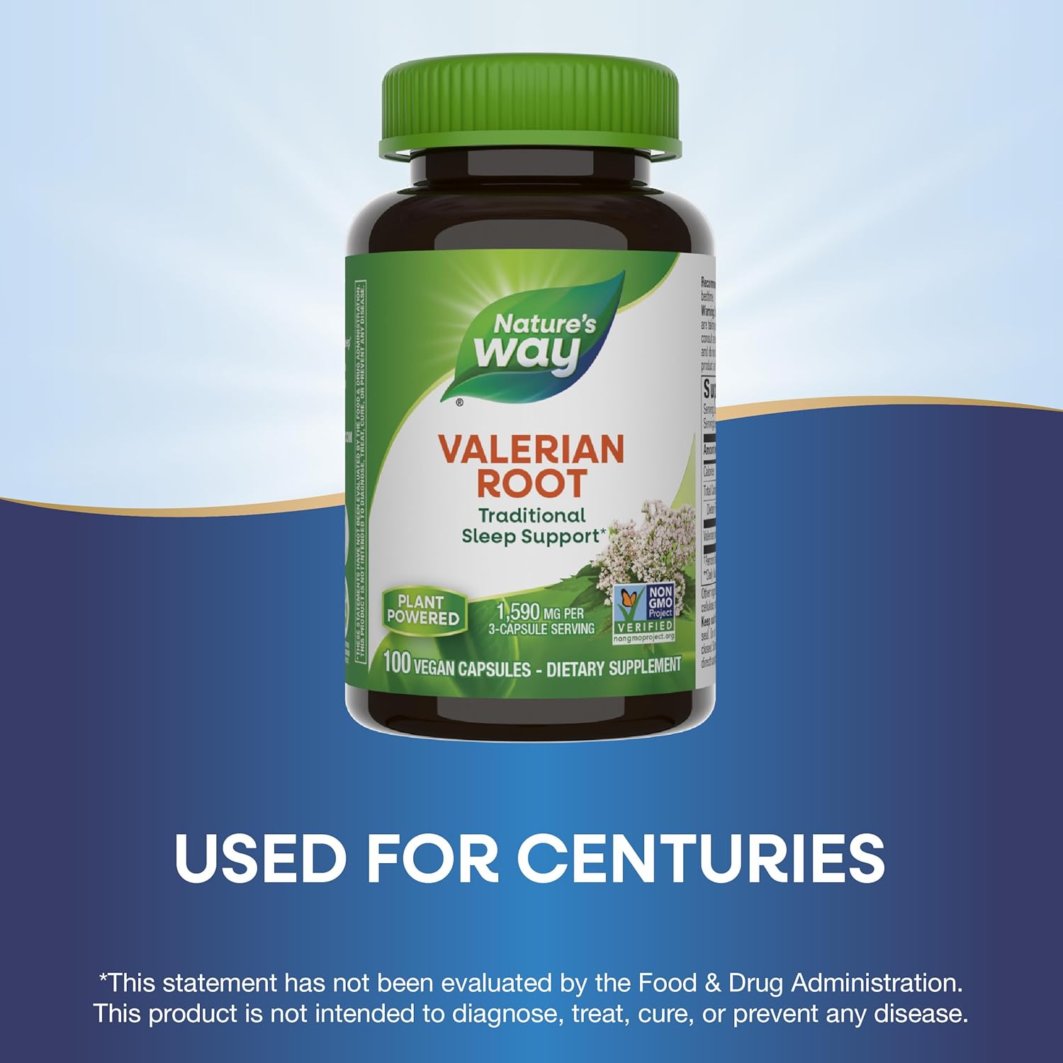 2 Pack Nature's Way Valerian Root Capsules for Traditional Sleep Support - Non-GMO, Gluten Free, Vegan - 200 Capsules total