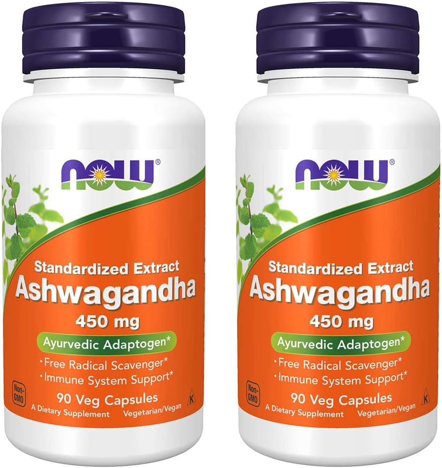 2-Pack NOW Foods Ashwagandha Extract 450mg, 90 Vegetarian Capsules