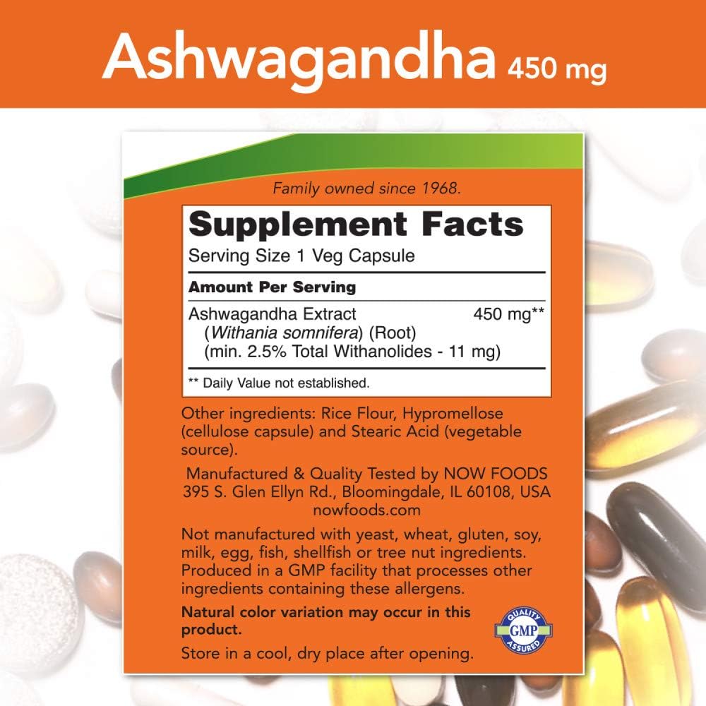 2-Pack NOW Foods Ashwagandha Extract 450mg, 90 Vegetarian Capsules