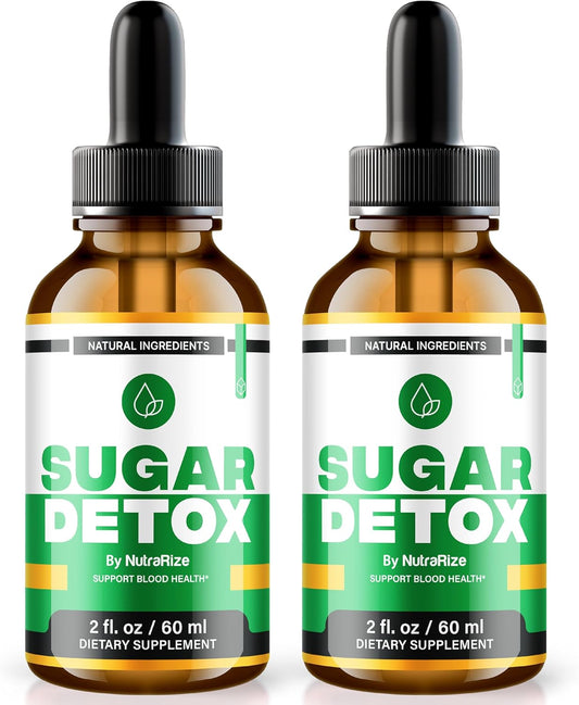 2-Pack NutraRize Sugar Detox Drops: 21-Day Challenge, All-Natural Liquid Cleanse for Beginners, Premium Blood Formula - 60 Servings