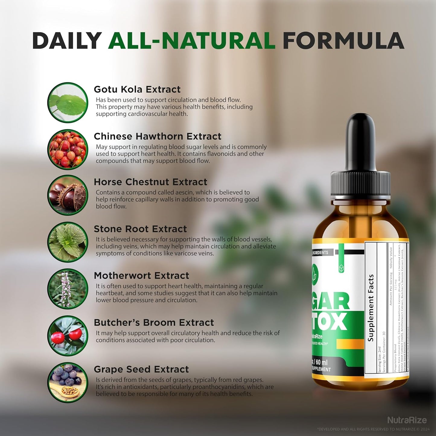 2-Pack NutraRize Sugar Detox Drops: 21-Day Challenge, All-Natural Liquid Cleanse for Beginners, Premium Blood Formula - 60 Servings