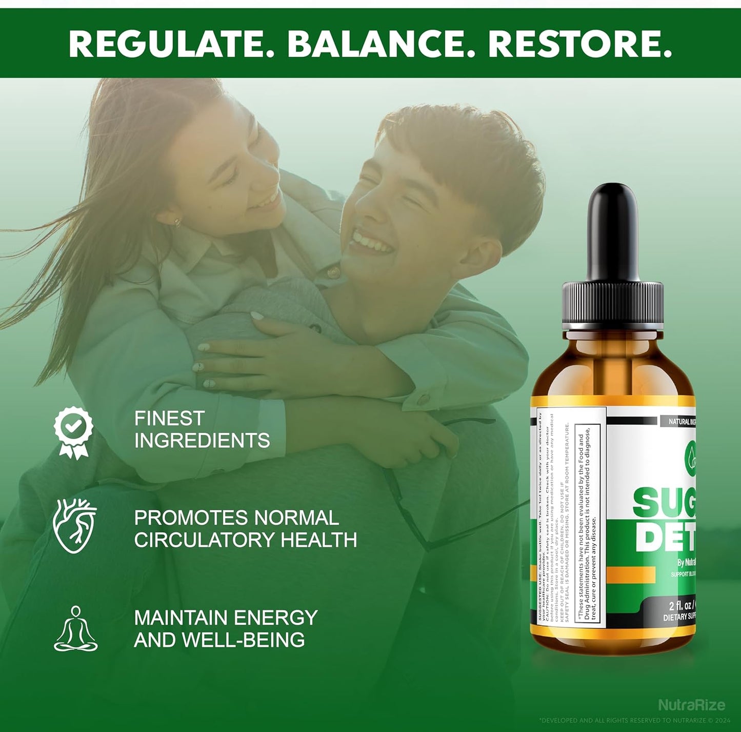 2-Pack NutraRize Sugar Detox Drops: 21-Day Challenge, All-Natural Liquid Cleanse for Beginners, Premium Blood Formula - 60 Servings