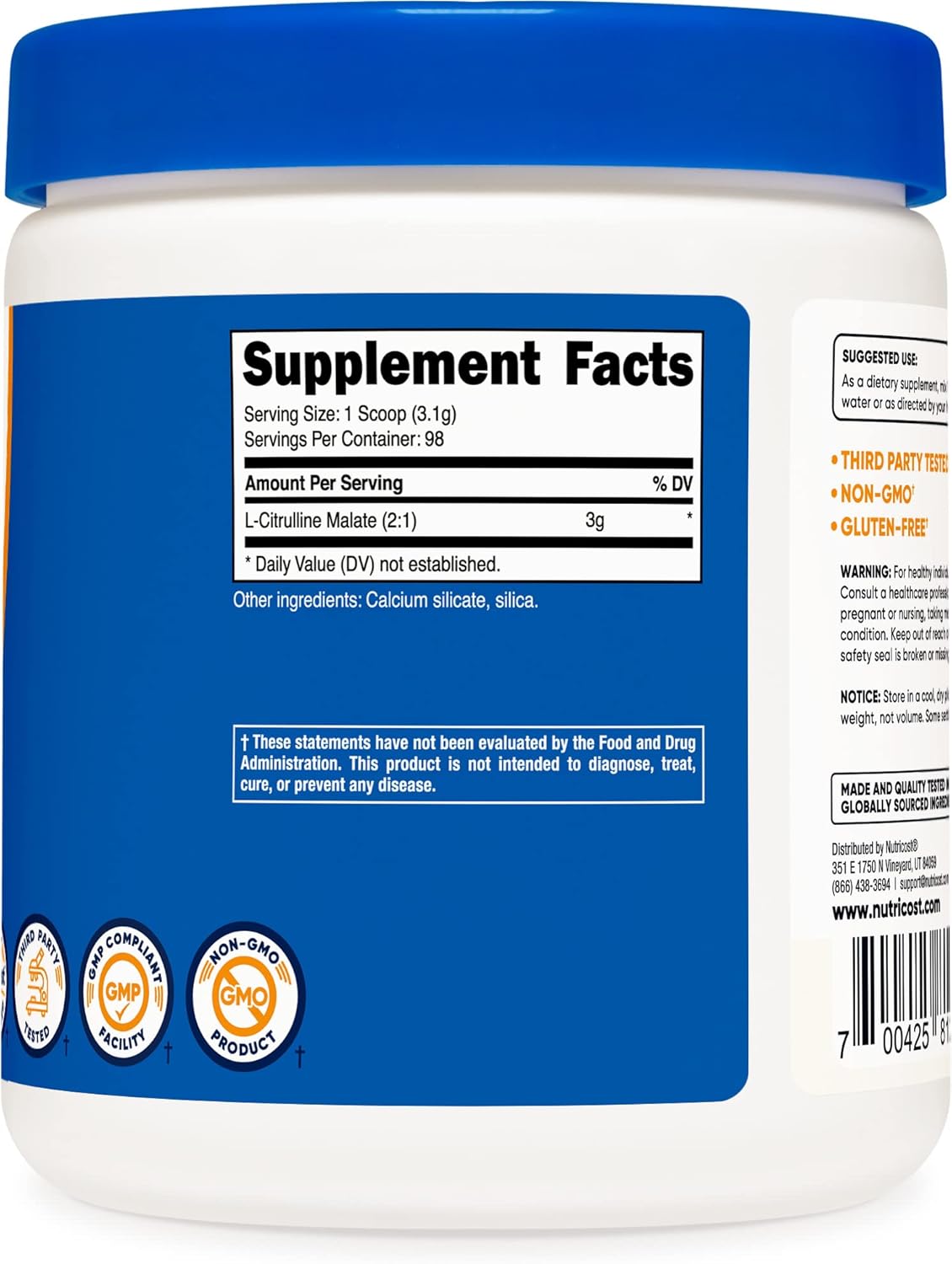 2-Pack Nutricost L-Citrulline Malate Powder - 3000mg Per Serving - Pure L-Citrulline Supplement