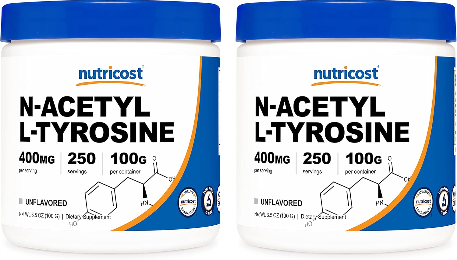2 Pack Nutricost Pure N-Acetyl L-Tyrosine (NALT) Powder - 200 Grams total