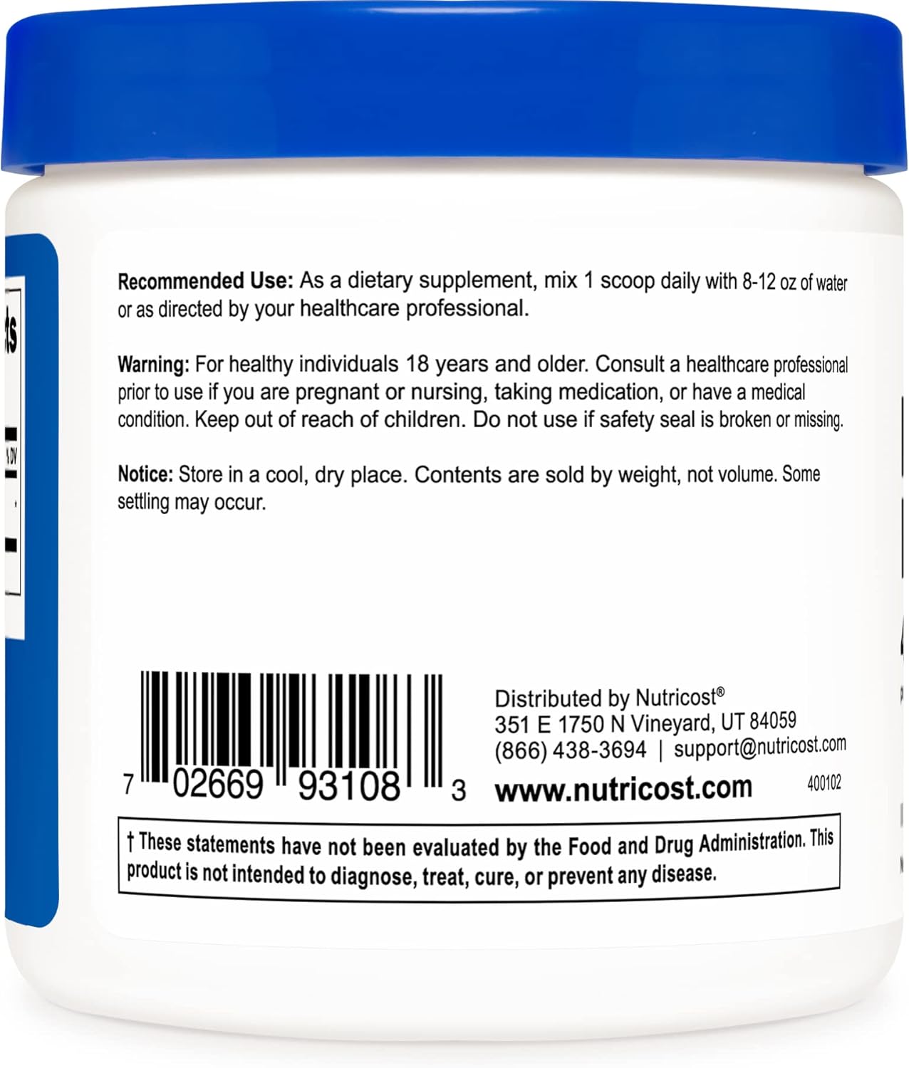 2 Pack Nutricost Pure N-Acetyl L-Tyrosine (NALT) Powder - 200 Grams total