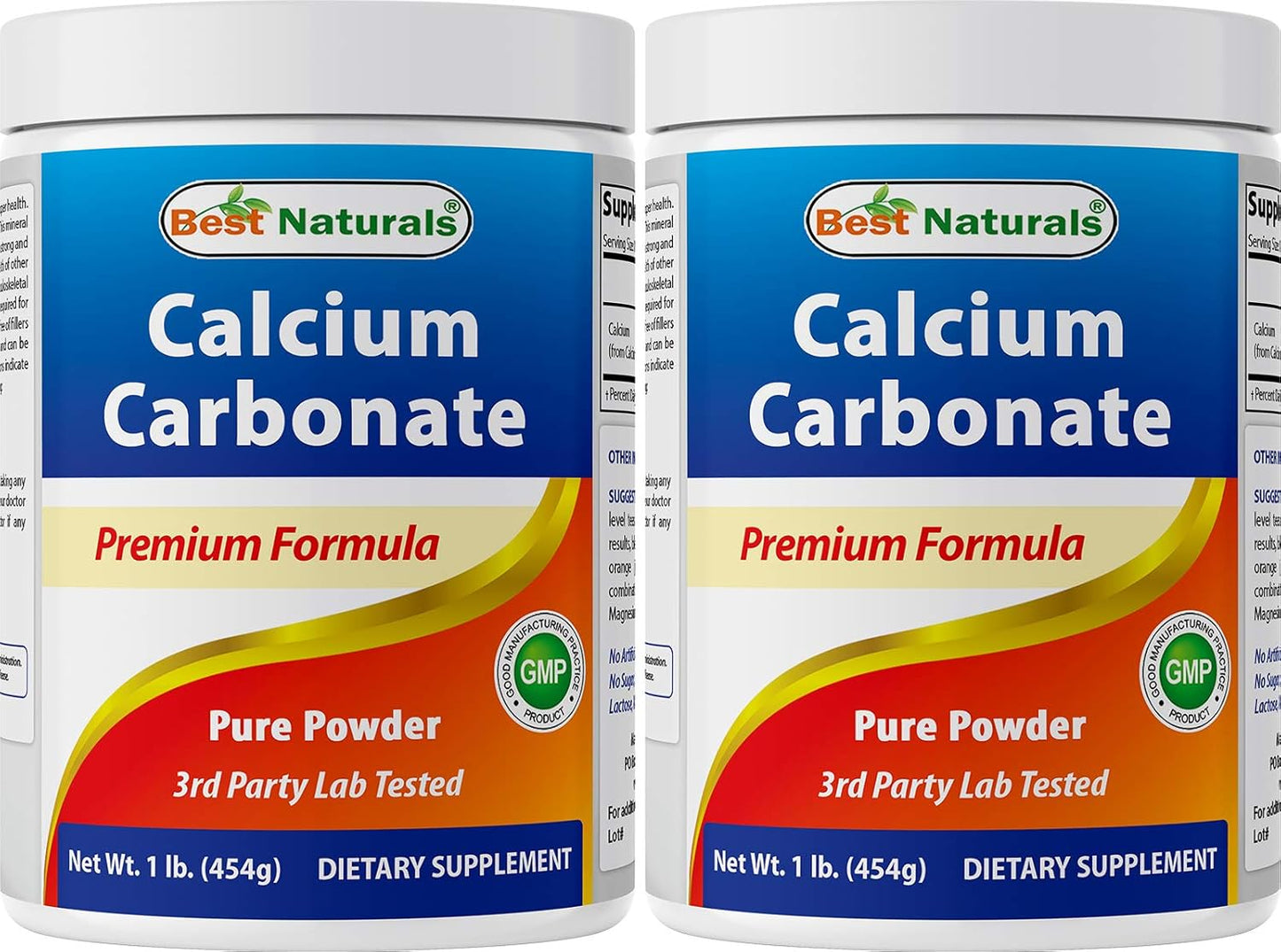 2 Pack of Best Naturals Calcium Carbonate Powder - 2 Pound Total - Food Grade Quality