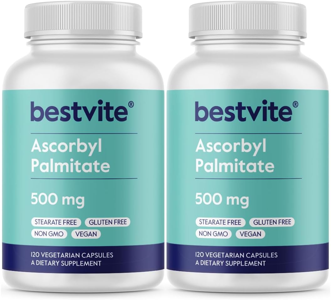 2-Pack of BESTVITE Ascorbyl Palmitate 500mg Vegetarian Capsules - No Stearates, Fillers, or Flow Agents